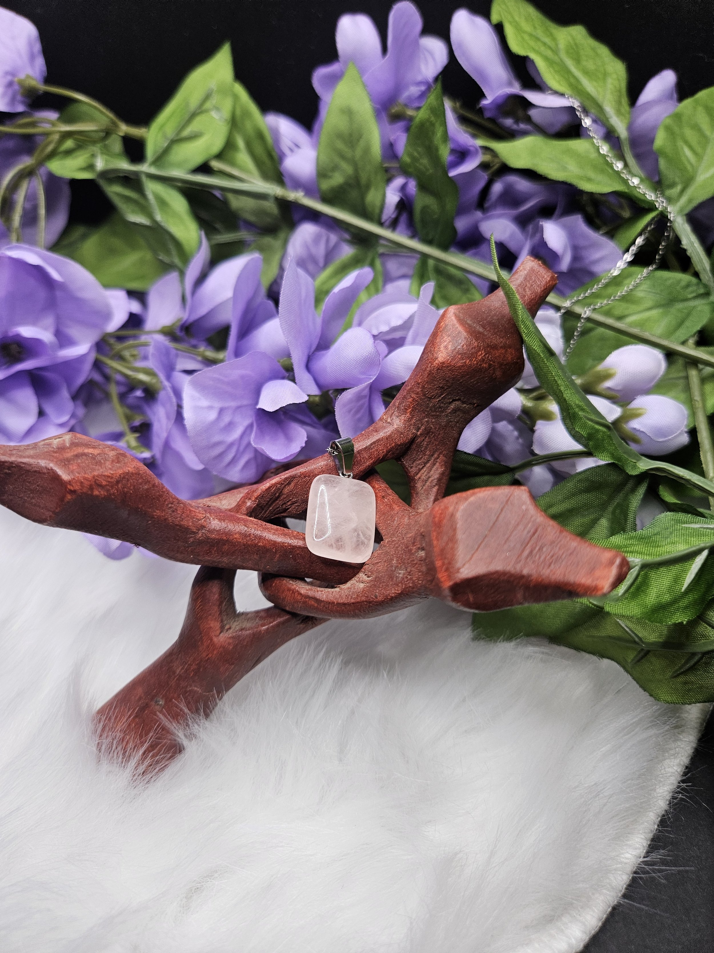 Rose Quartz Flat Rounded Edged Pendant