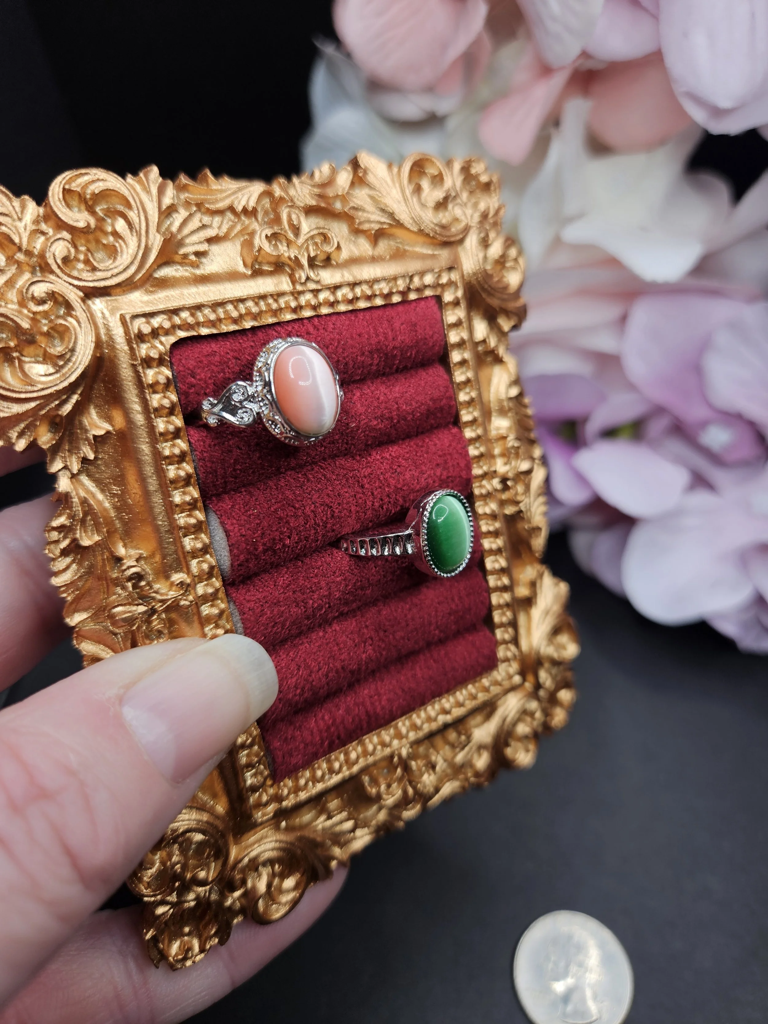 Cat's Eye Adjustable Ring - Color Enhanced Pink