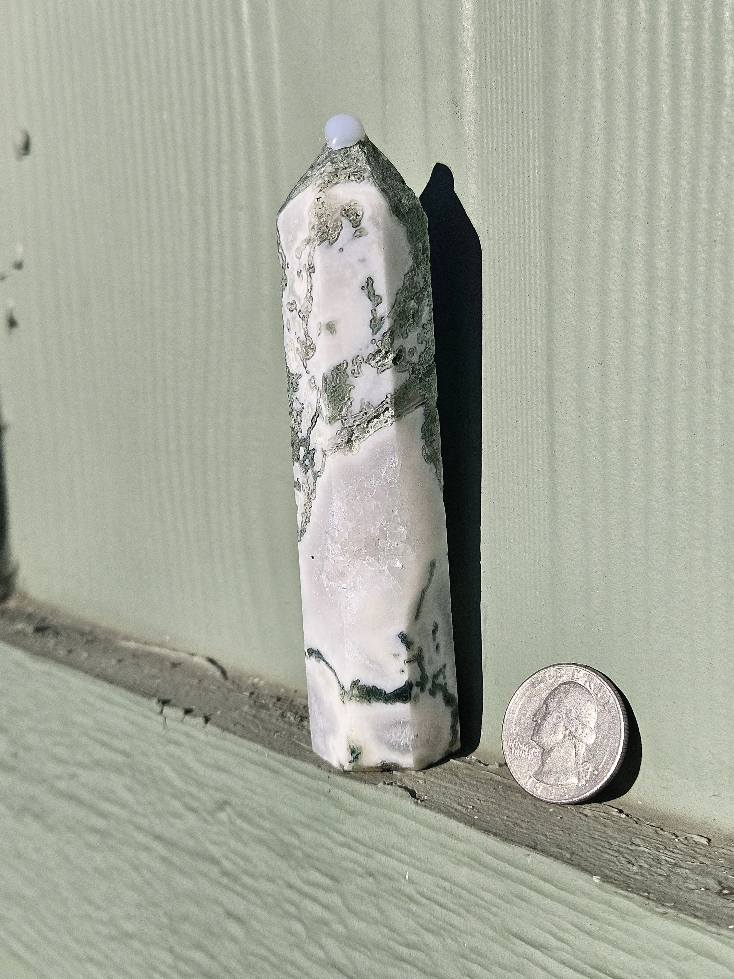 Moss Agate Tower - Extra Druzy