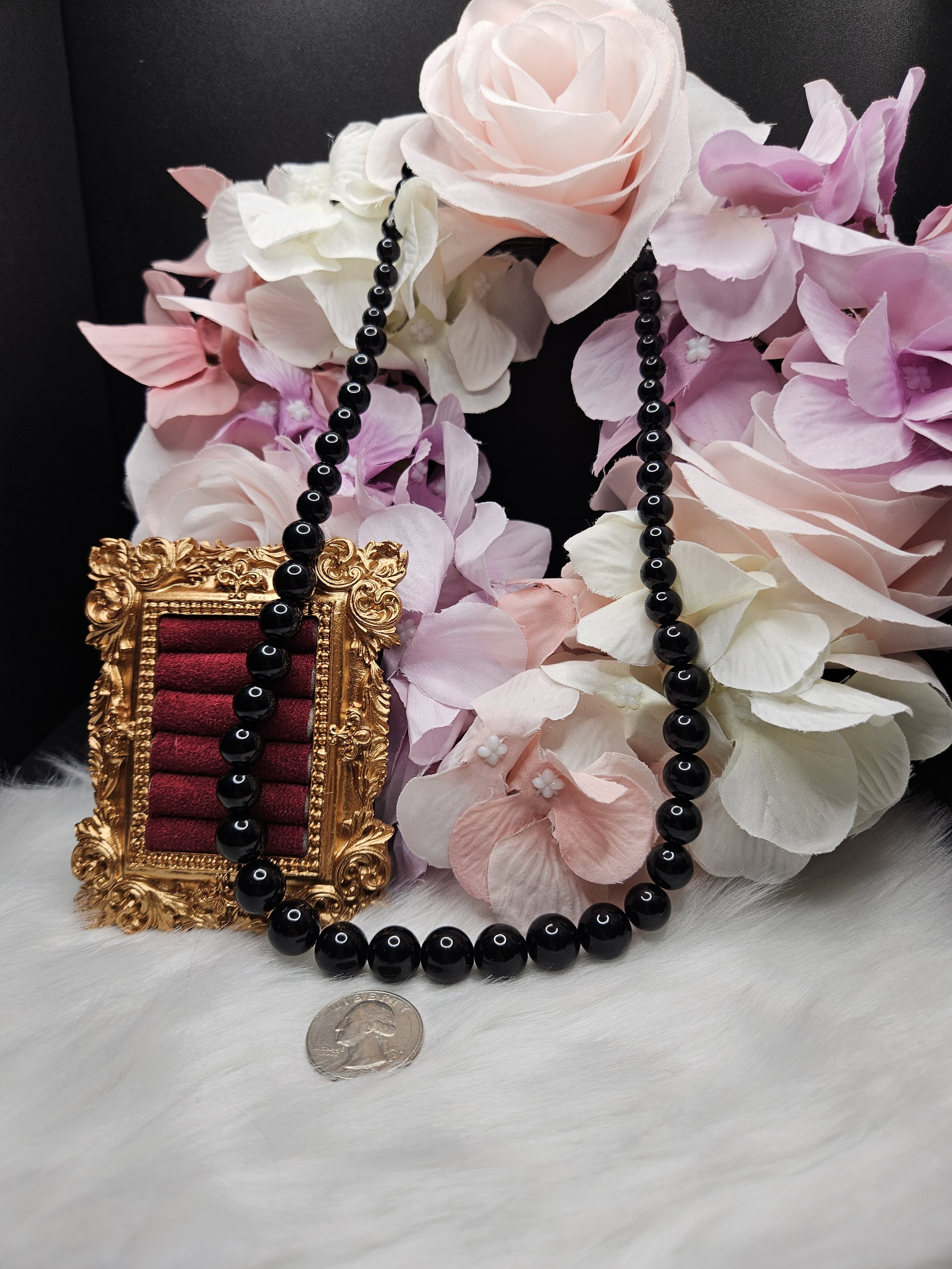 Obsidian Beaded Graduated Necklace