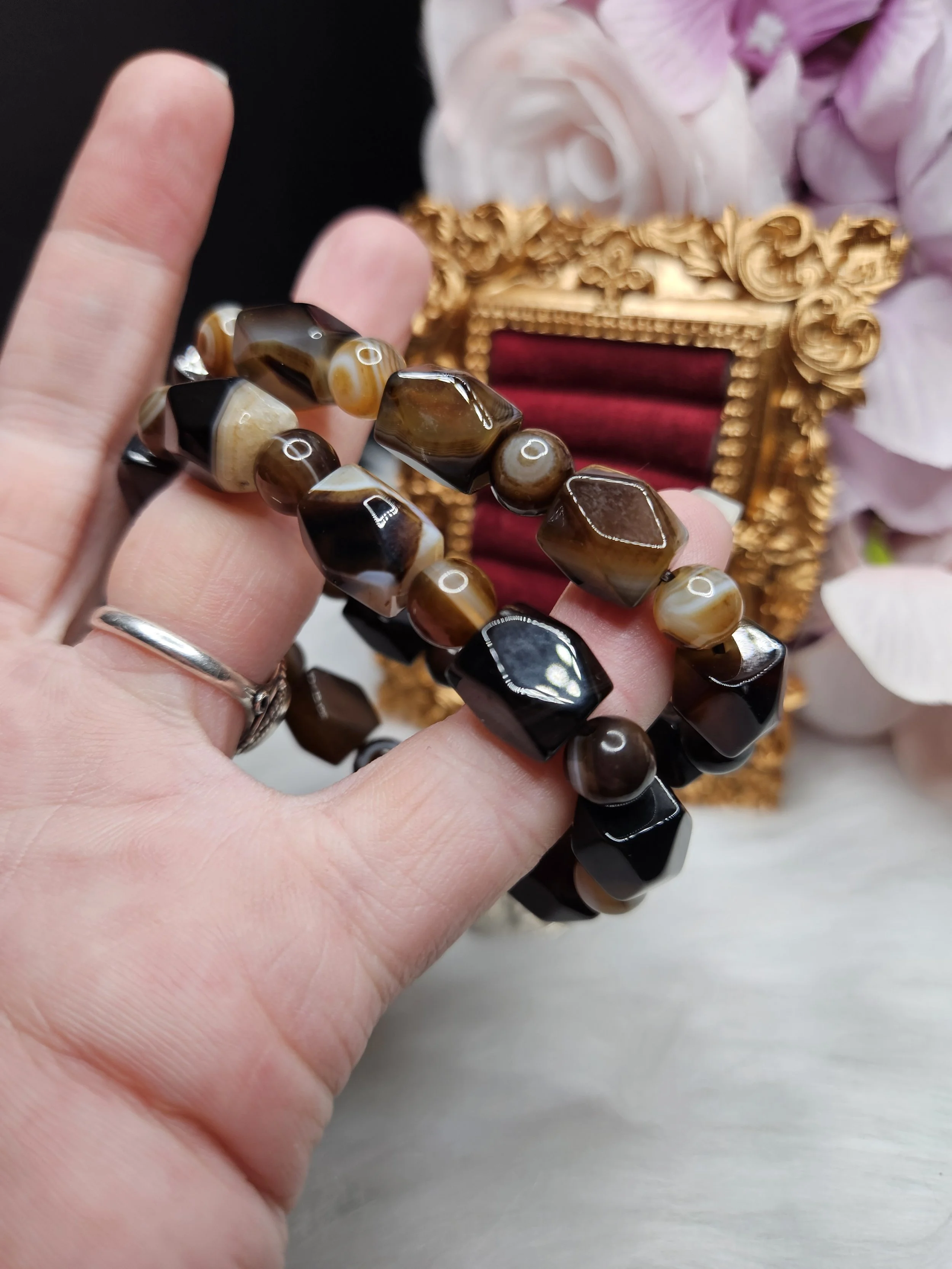 Coffee Agate Mixed Shaped Chunky Bracelet