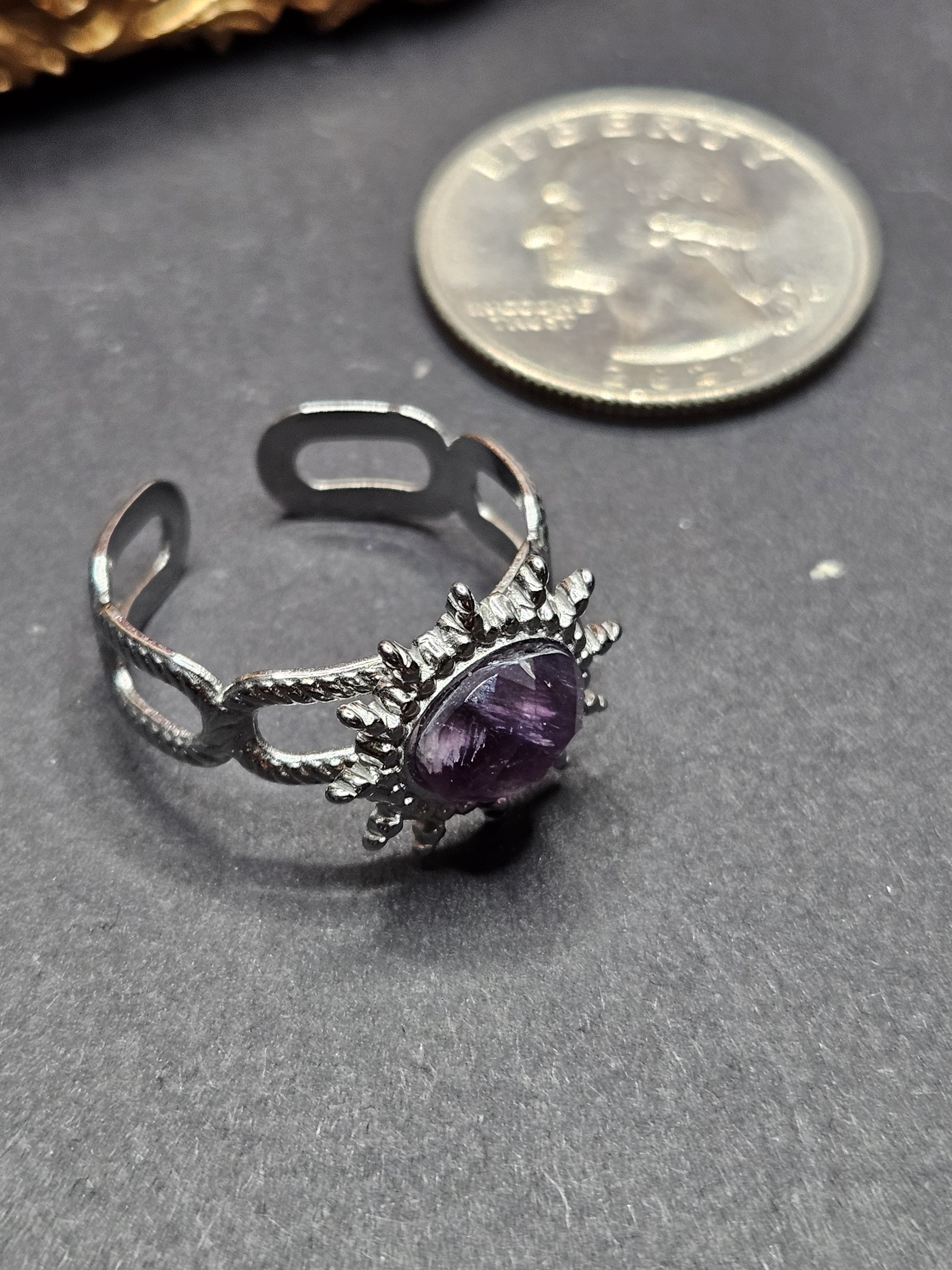 Amethyst Sun Ring, Adjustable