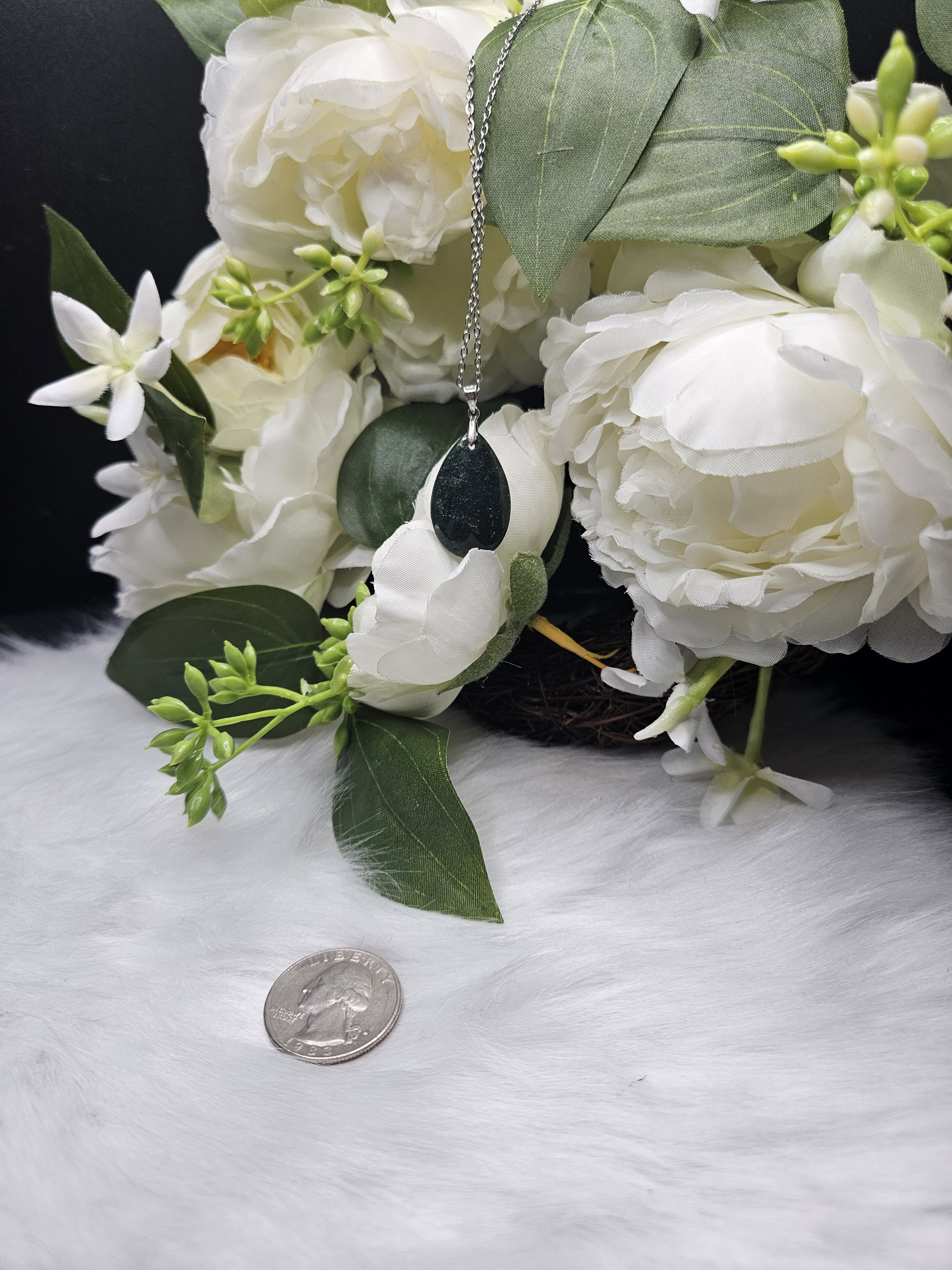 Moss Agate Teardrop on S925