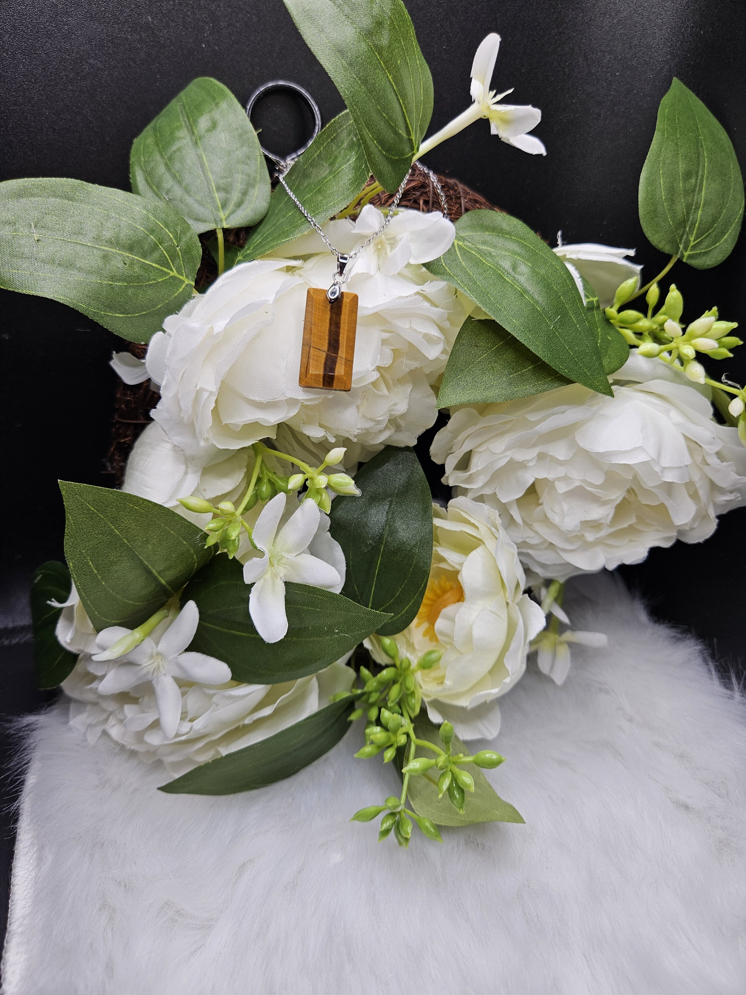 Tigers Eye Edged Square Pendant