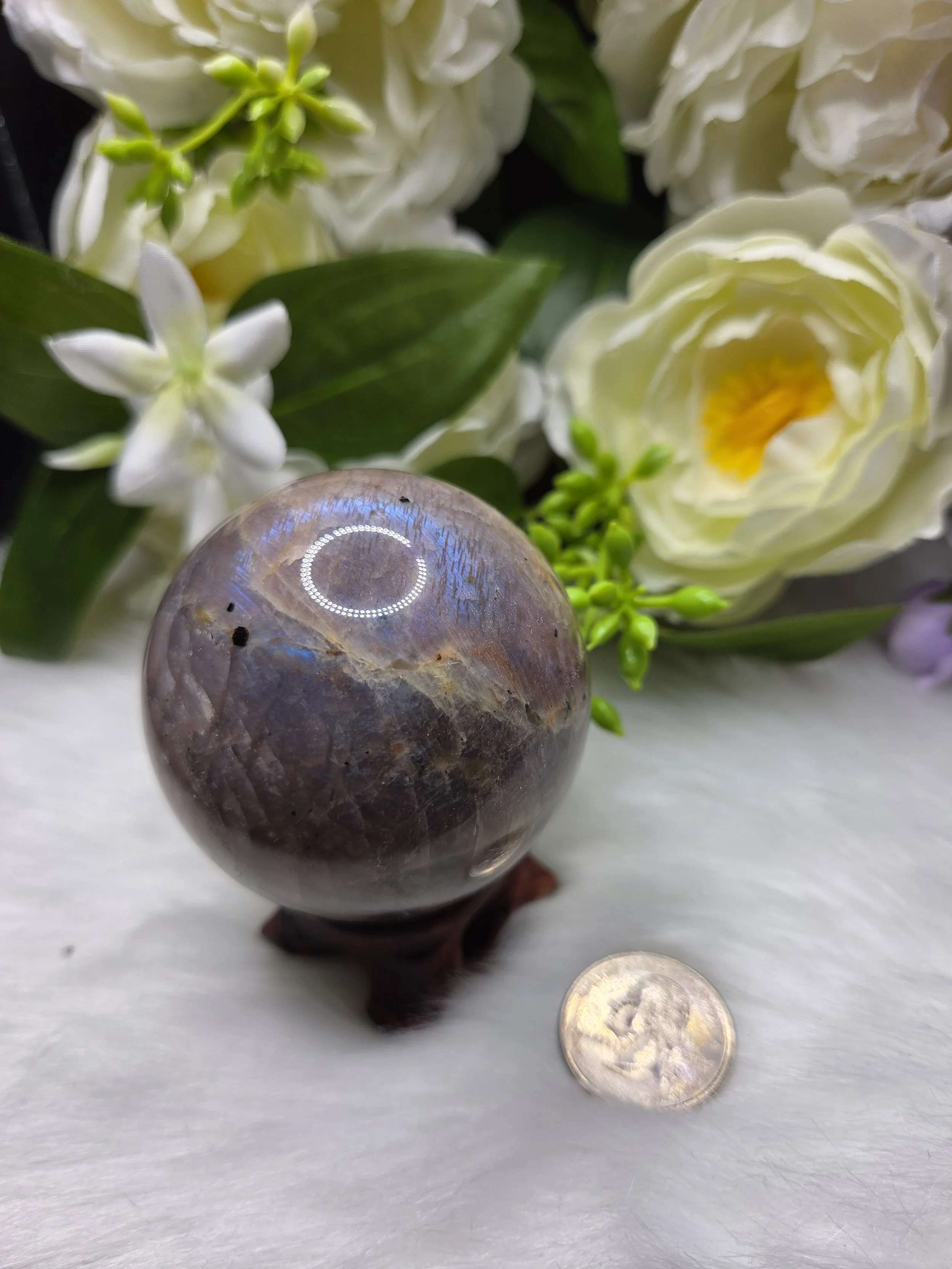 Blue Flash Moonstone Sphere 57.8mm