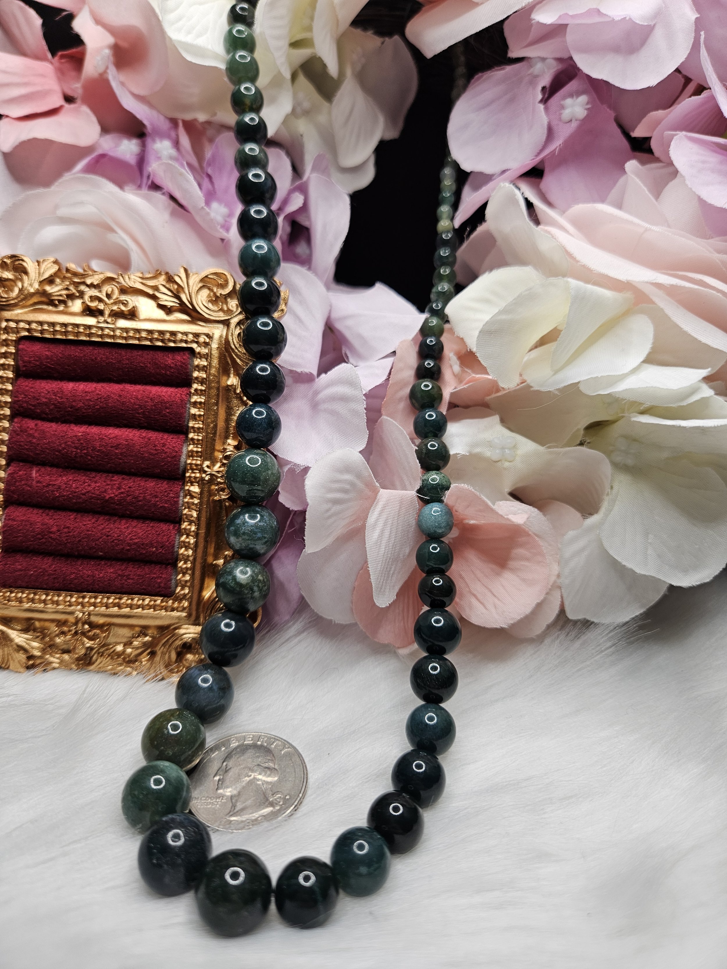 Moss Agate Graduated Beaded Necklace