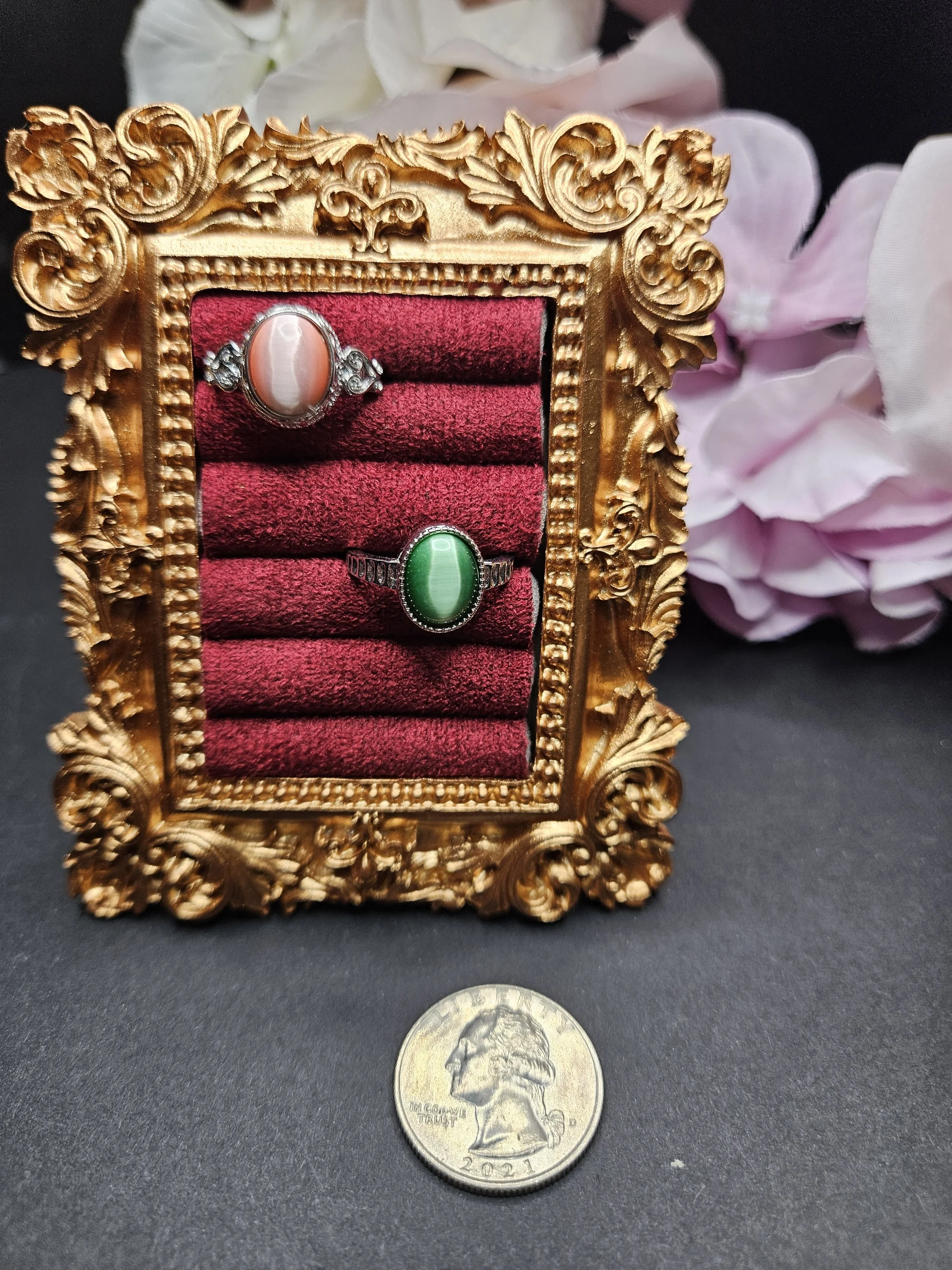 Cat's Eye Adjustable Ring - Color Enhanced Lime Green