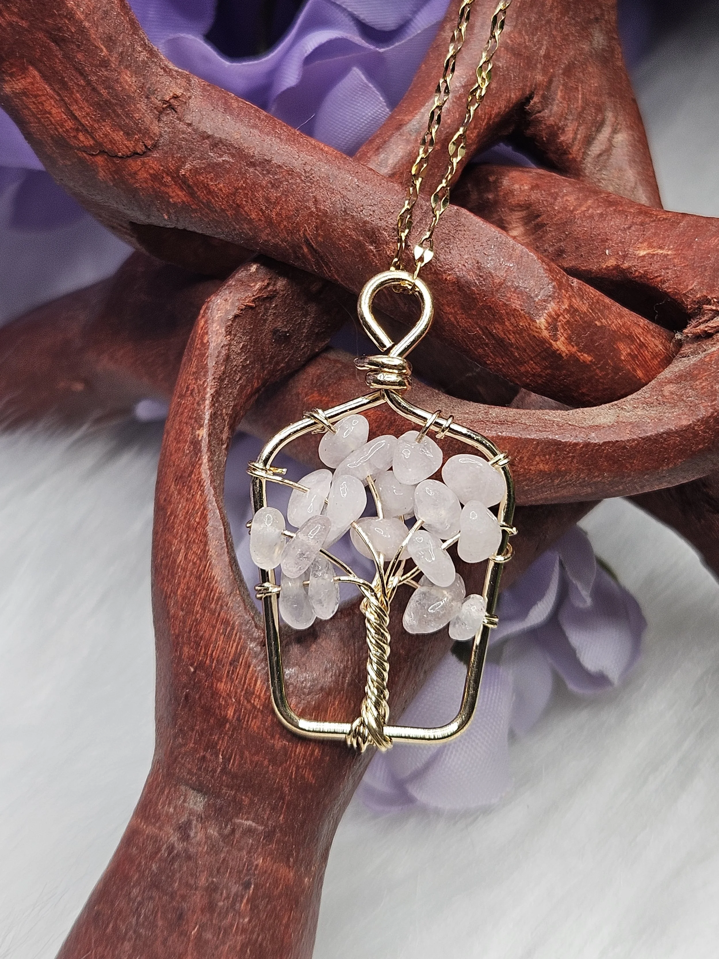 Clear Quartz Wire Wrapped Tree of Life Doorway Pendant