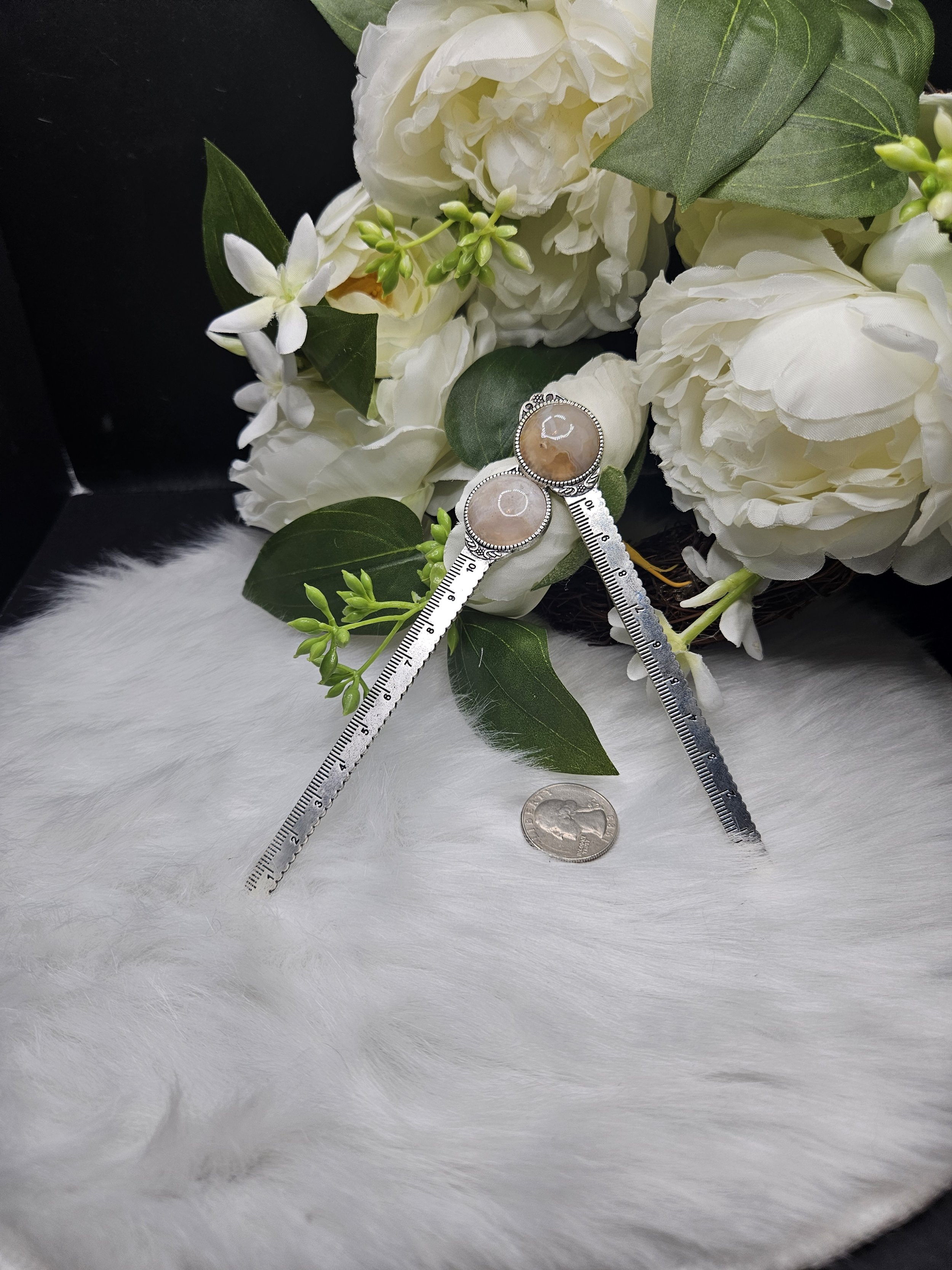 Stainless-Steel Multi Use Bookmarks - Flower Agate