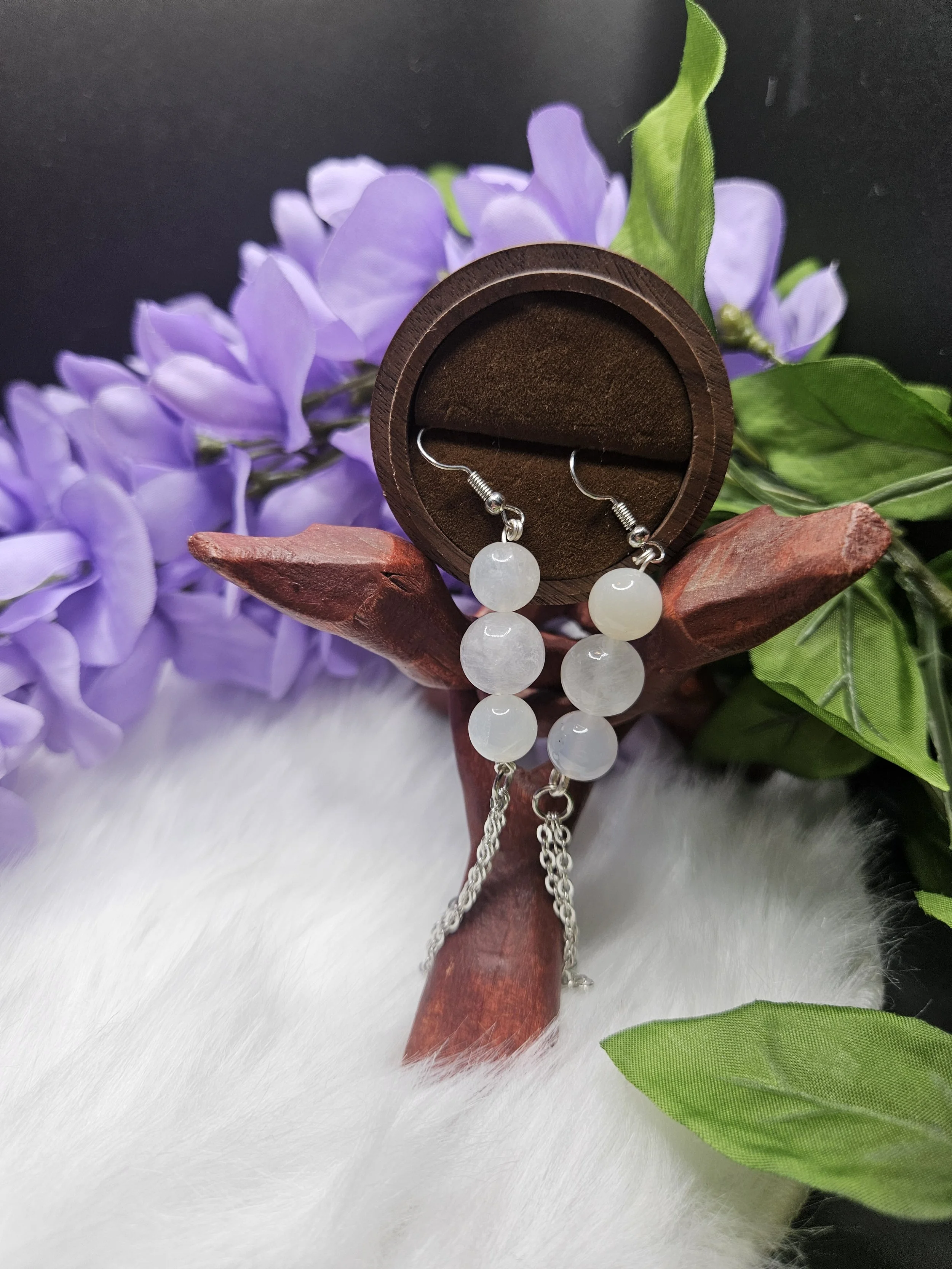 Moonstone and Milky Quartz DIY Style Droplet Earrings, s925 Hangings