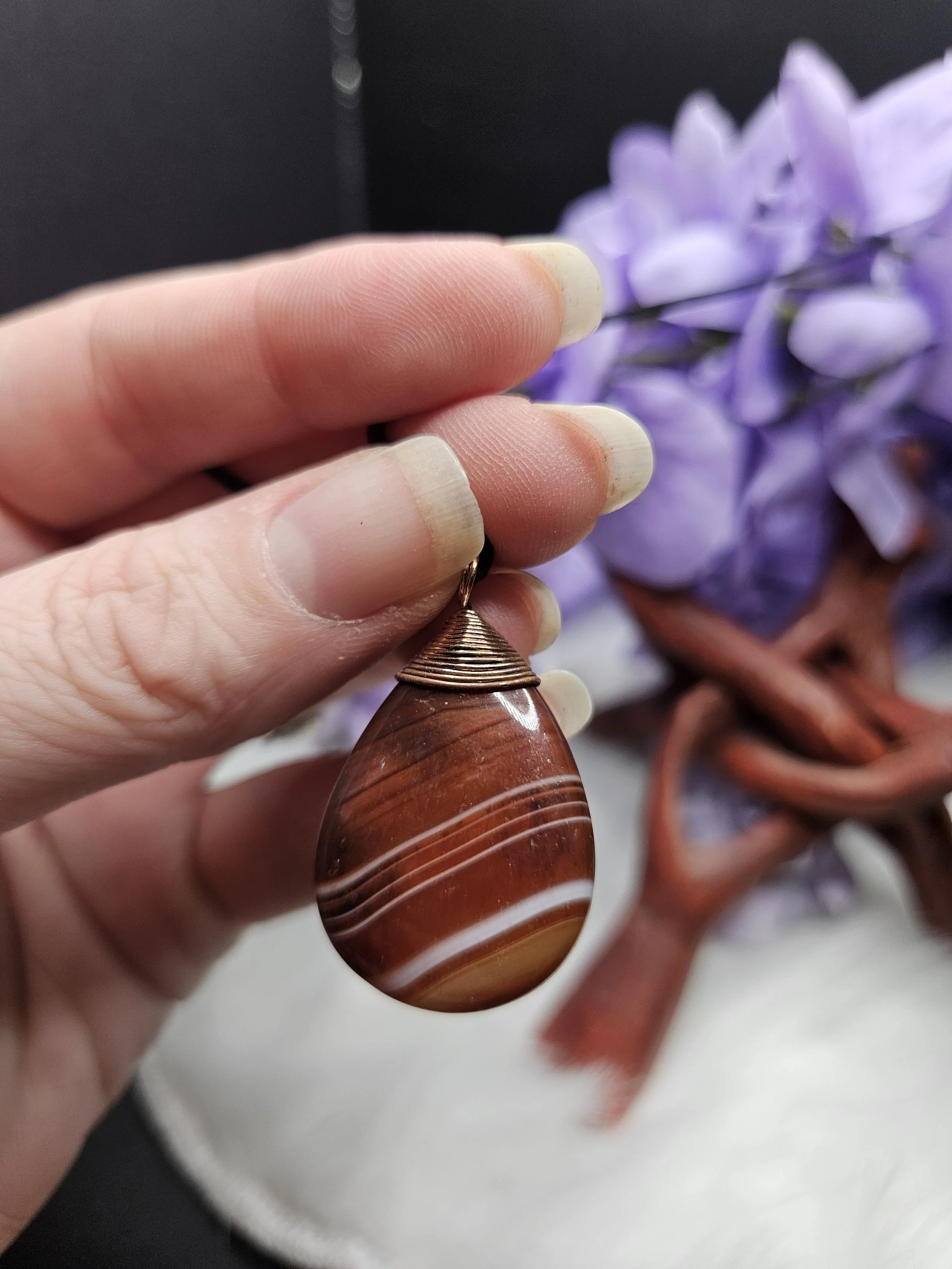Sardonyx Teardrop with Wire Wrapped Top