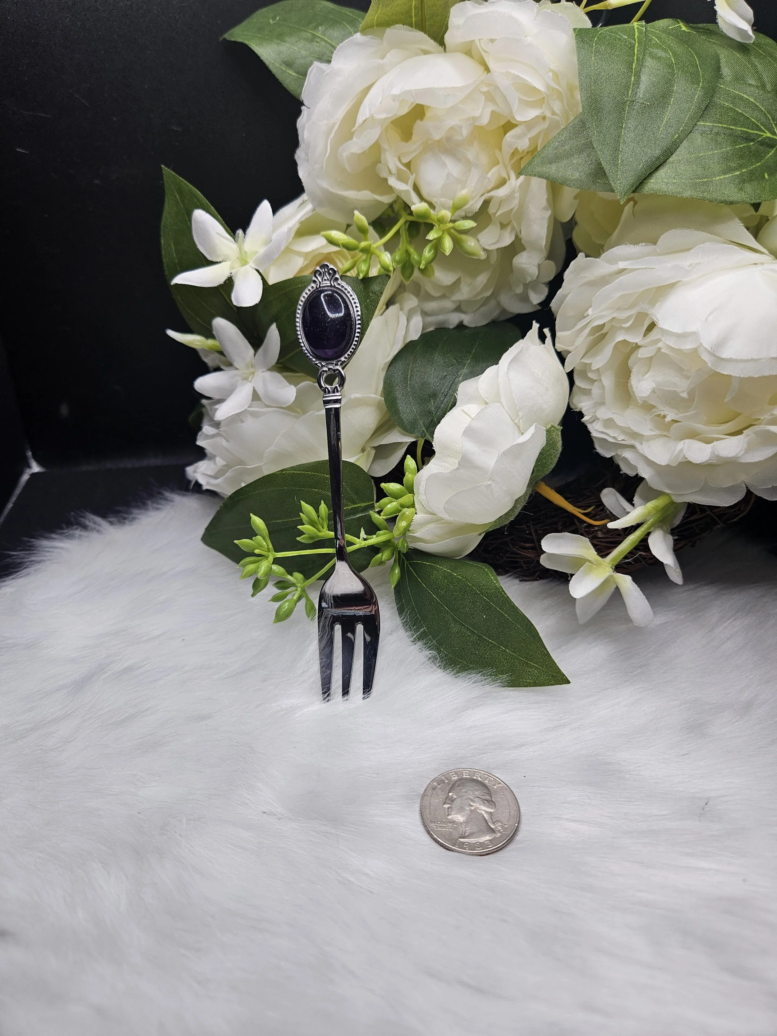 Rounded Obsidian on Stainless-steel - Fork