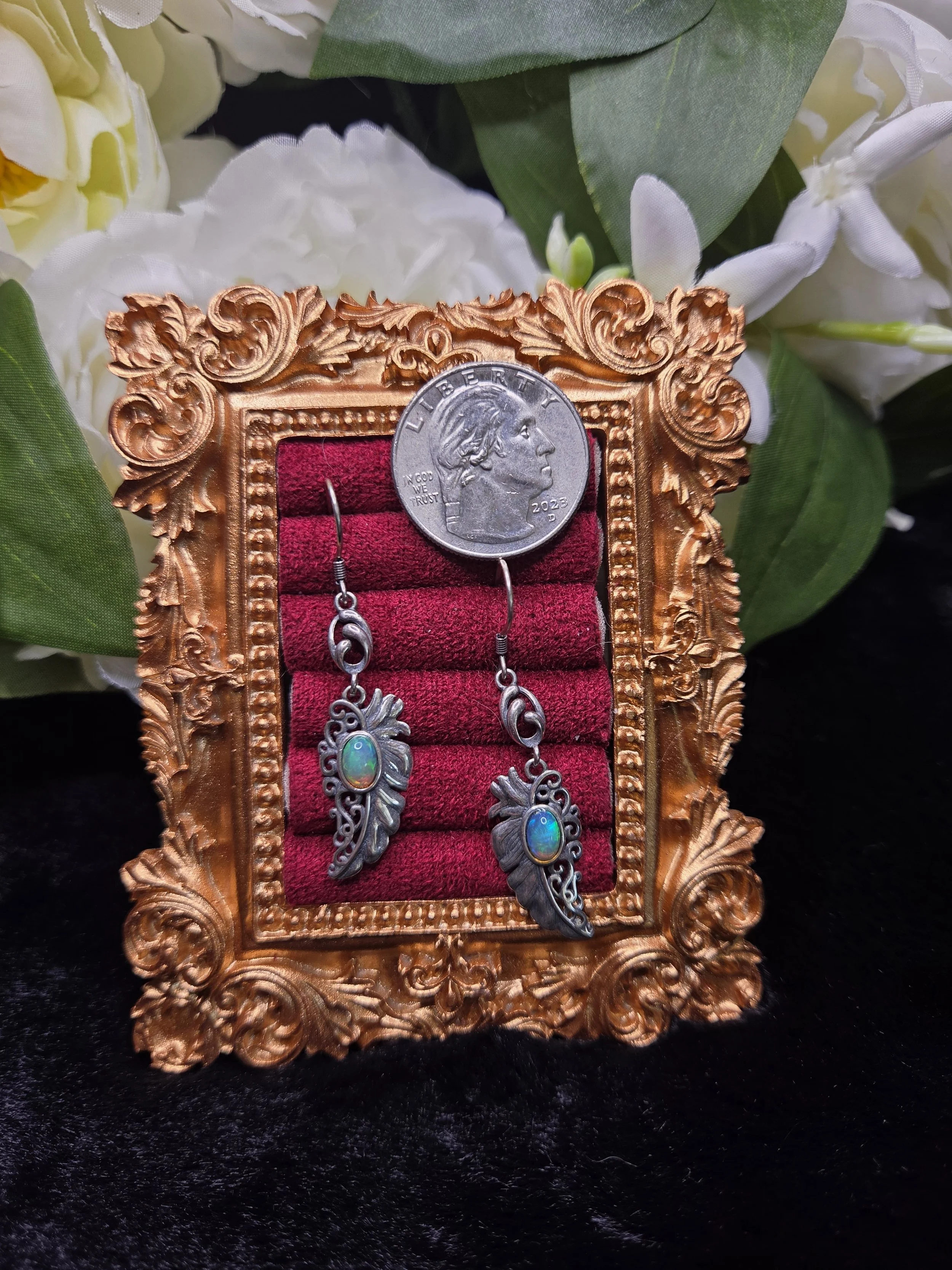 Opal Feather Earrings in s925