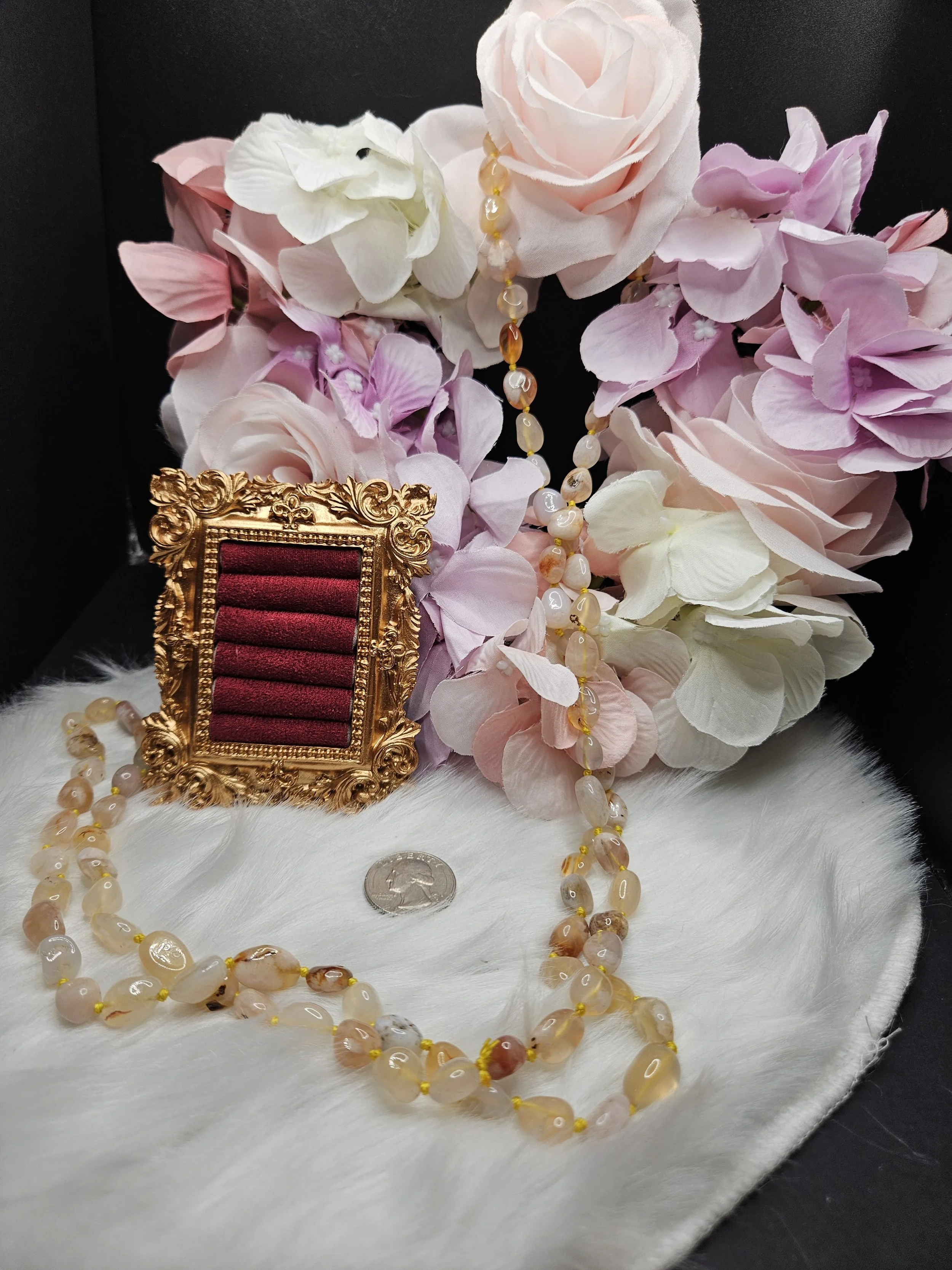 Polished Mini Tumble Necklace XXL - Flower Agate