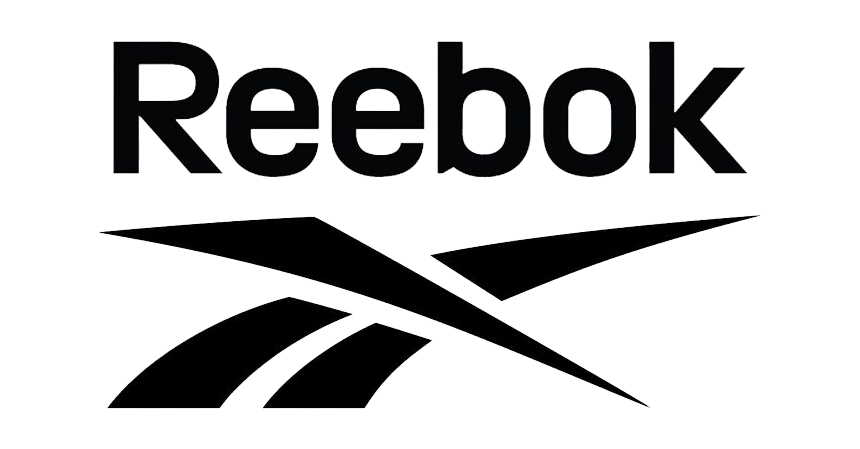 Reebok logo on a black background.