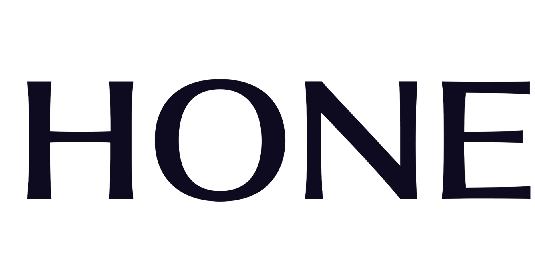 The word 'HONE' in large, dark letters on a black background.