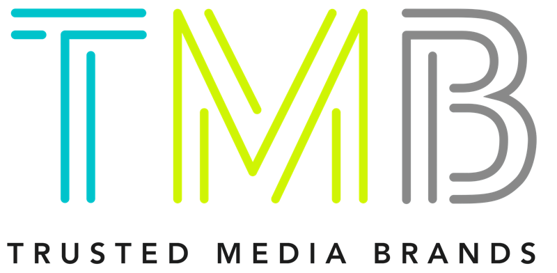 Brightly colored neon-style logo reading "TMB" with the slogan "Trusted Media Brands" underneath.