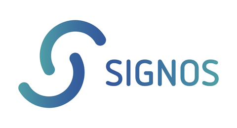 Signos logo with a stylized 'S' in shades of blue and the word 'SIGNOS' in blue text.