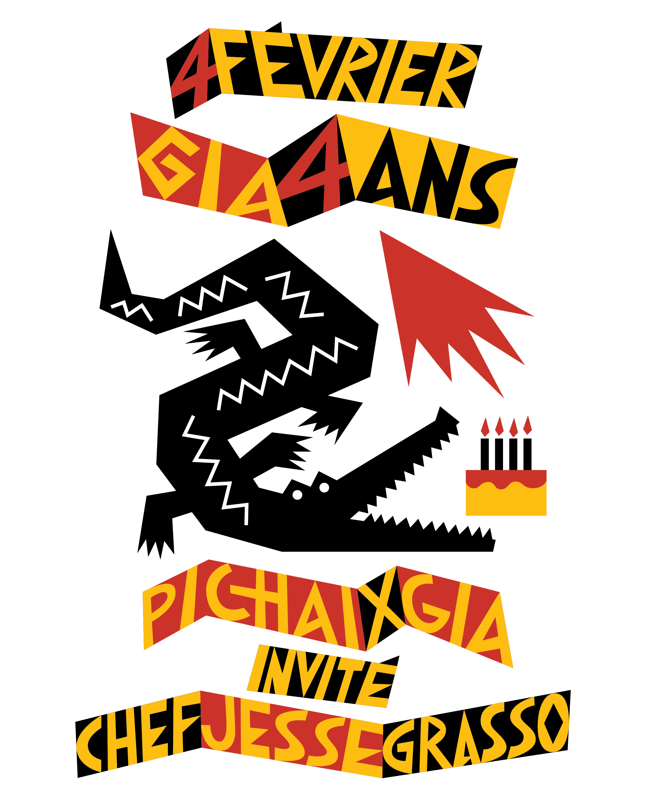 Affiche pour les quatre ans du restaurant Gia