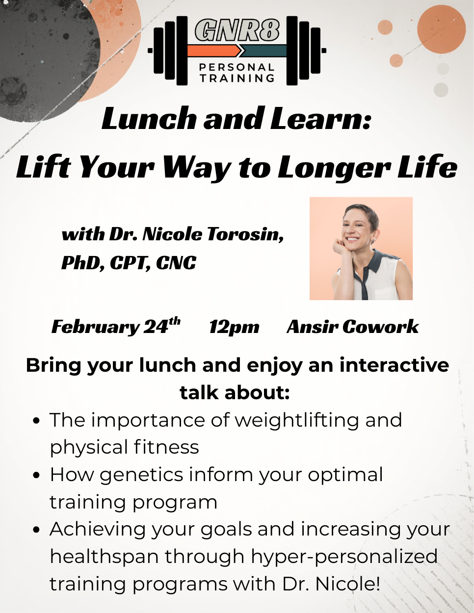 Lunch and Learn: LIFT YOUR WAY TO LONGER LIFE