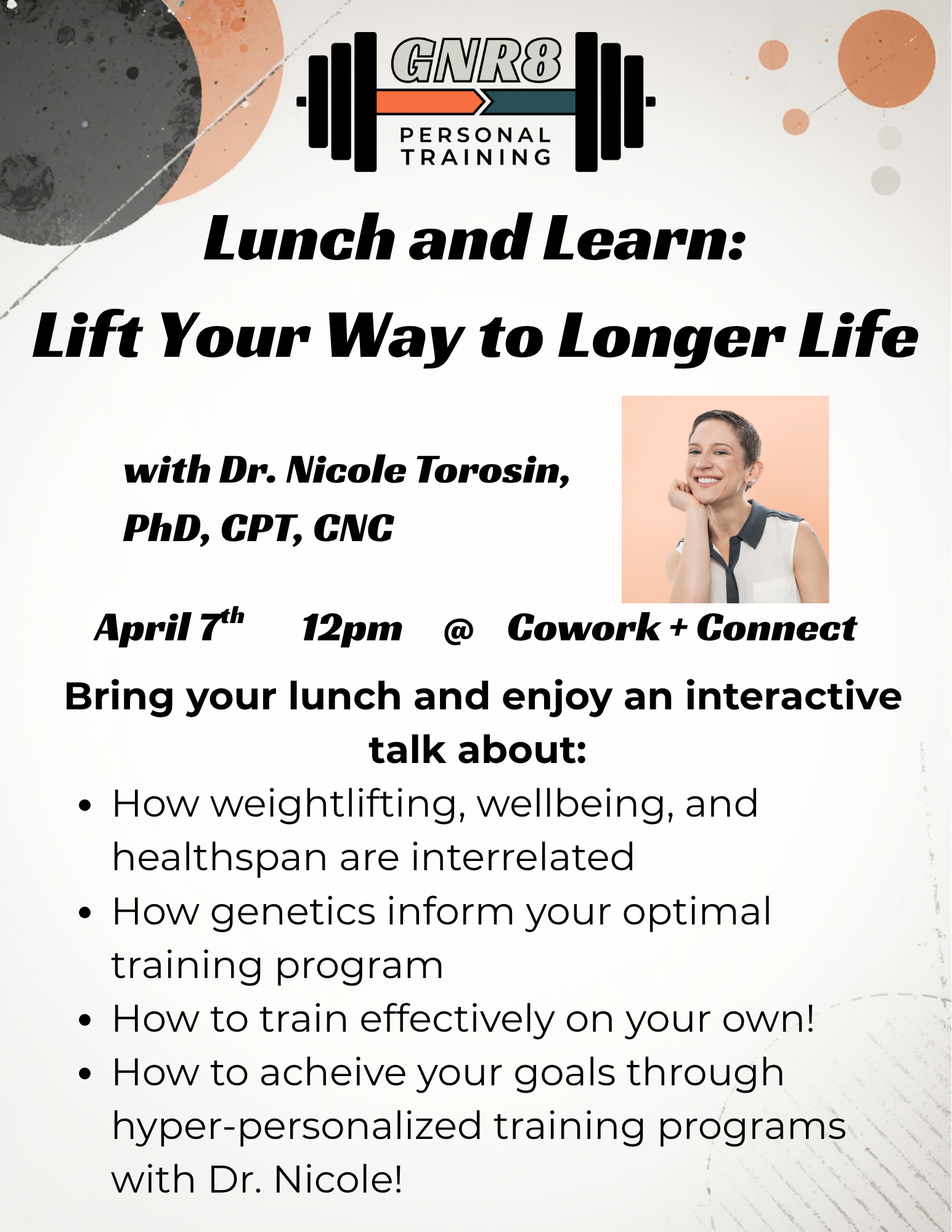 Lunch and Learn: LIFT YOUR WAY TO LONGER LIFE - Cowork + Connect