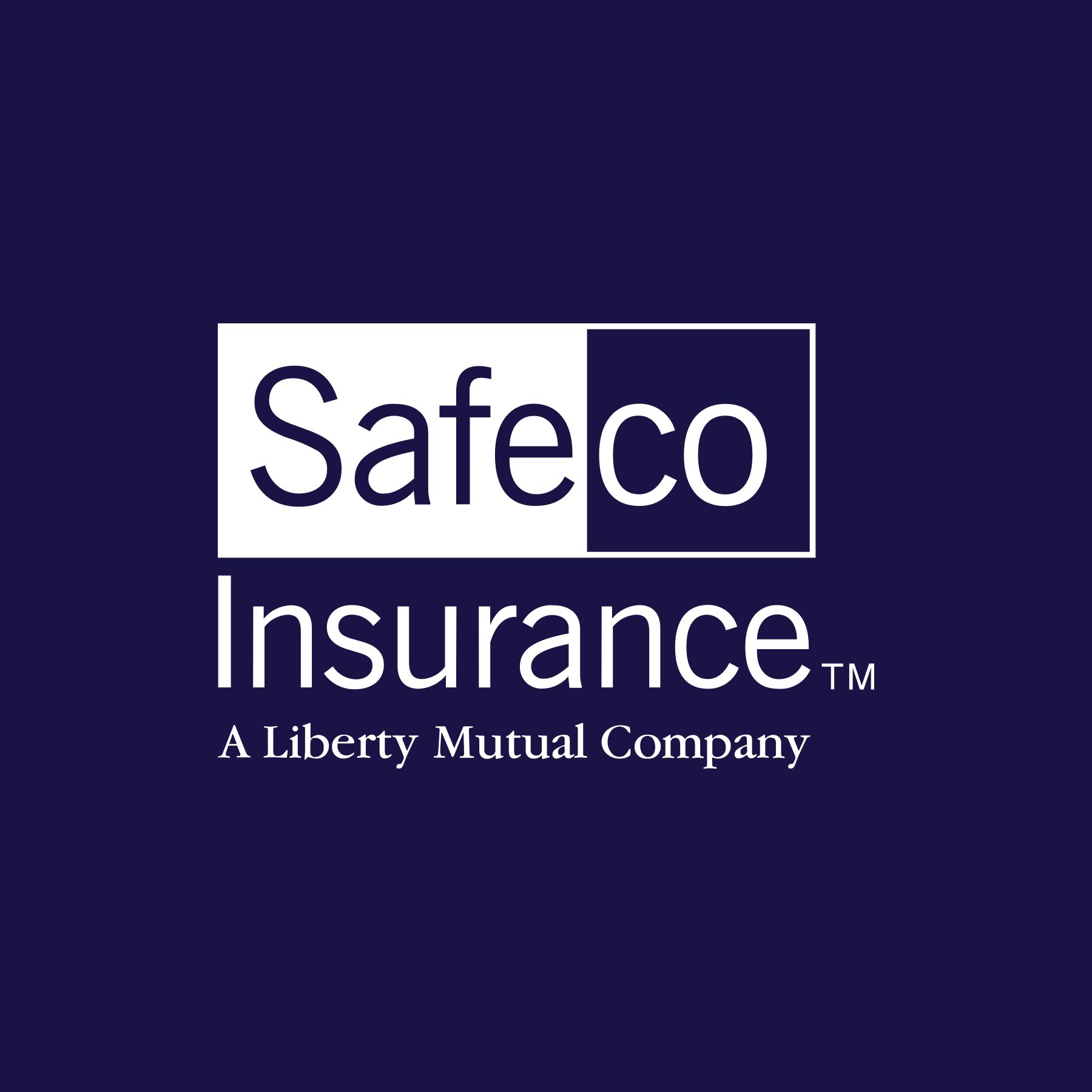 Safeco Insurance logo with text 'A Liberty Mutual Company' on a dark blue background.