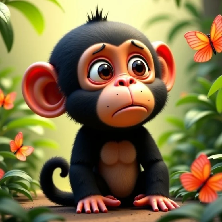 Animated green chameleon with exaggerated eyes