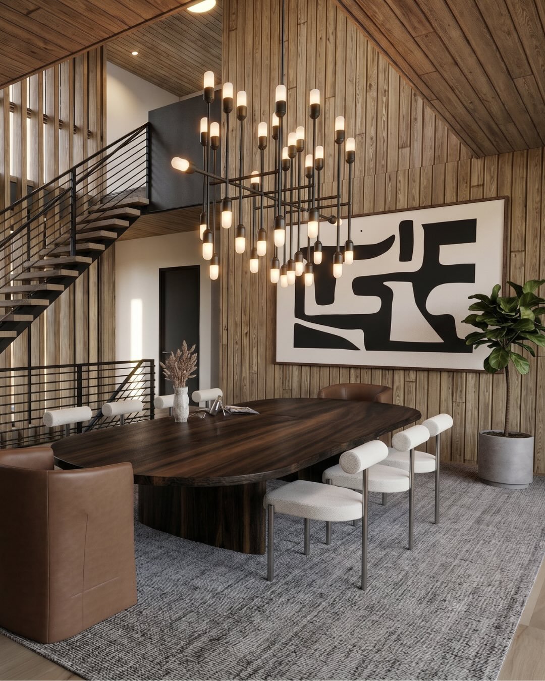 We presented the interiors on this project yesterday and have been dying to share more! We explored unconventional pairings of woods, tones and textures and have been obsessing over the outcome. We were so excited for this project we barely slept the