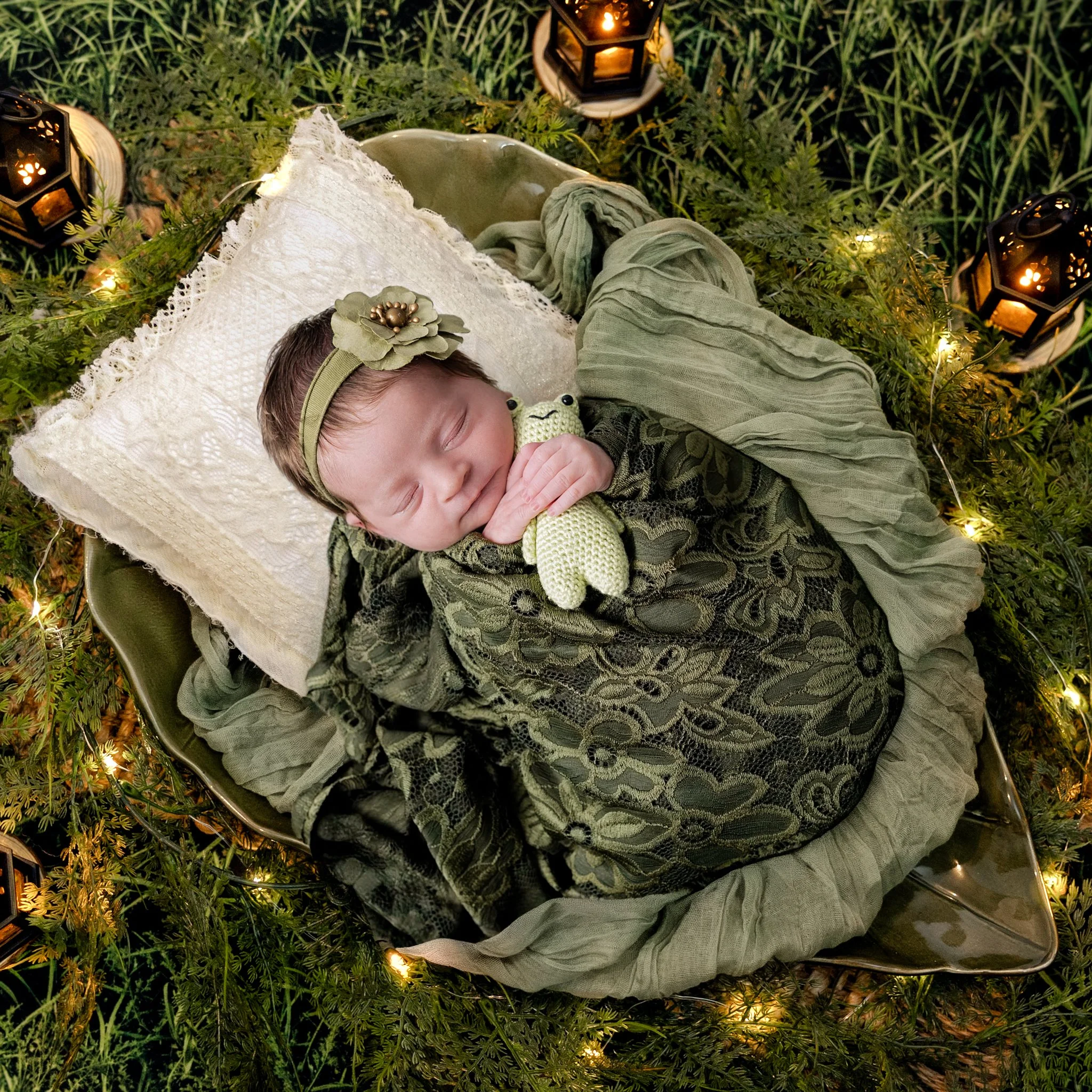 Styled newborn set created by Michigan newborn photographer.