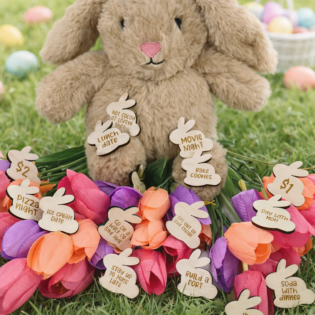 Easter Gift Set- Little Bunny Reward Tokens – Non-Candy Easter Egg Fillers for Kids