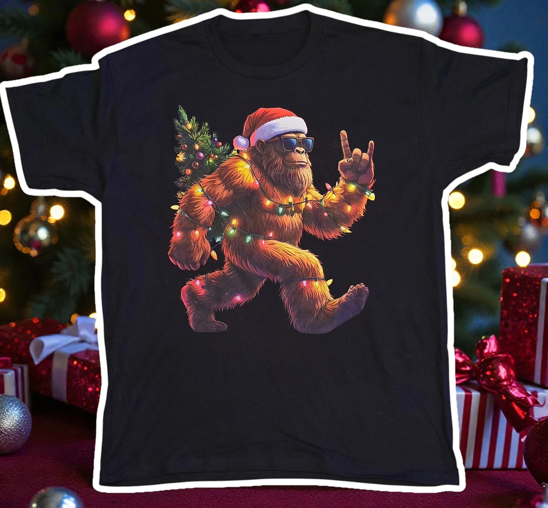 Sasquatch Rockin' Christmas Graphic Tee