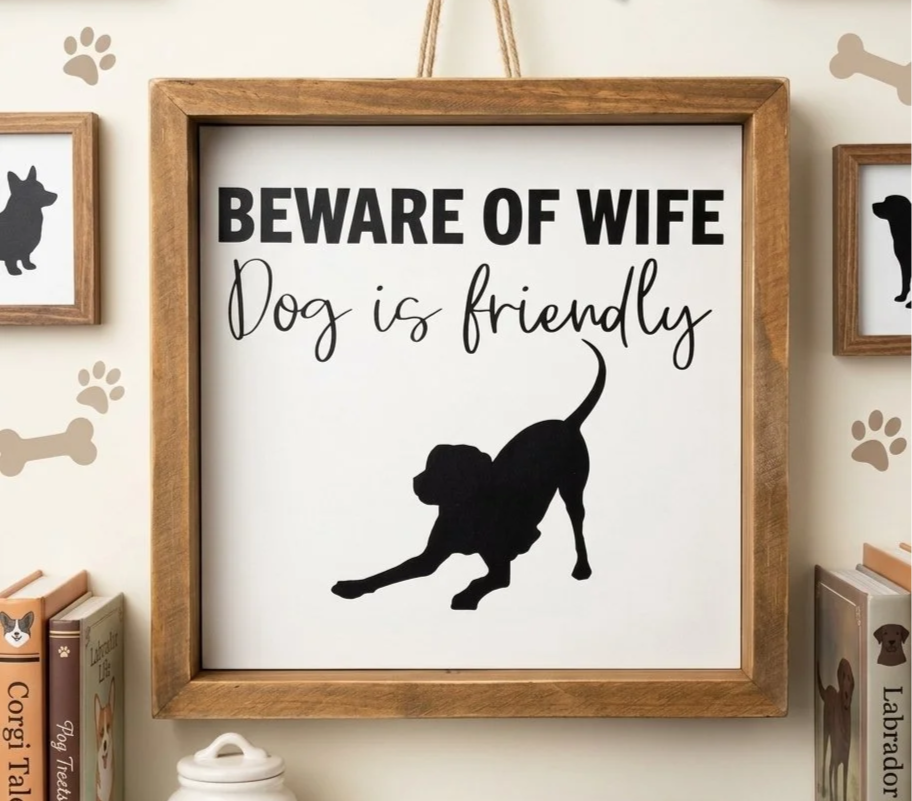 Beware of Wife - Dog is Friendly Wall Sign