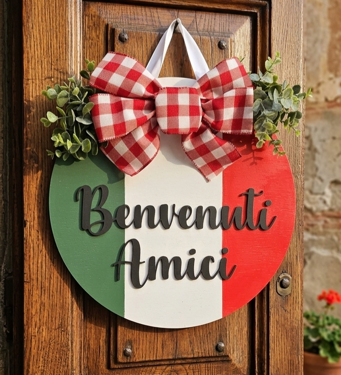 Italian Style Benvenuti Amici ("Welcome Friends") Door Hanger