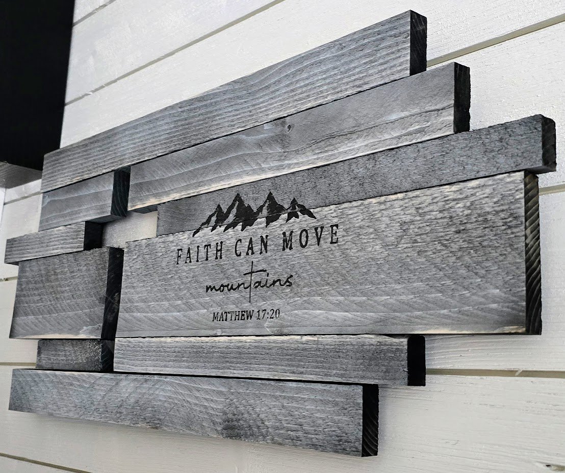 Faith Can Move Mountains Cross – Rustic Christian Wall Art