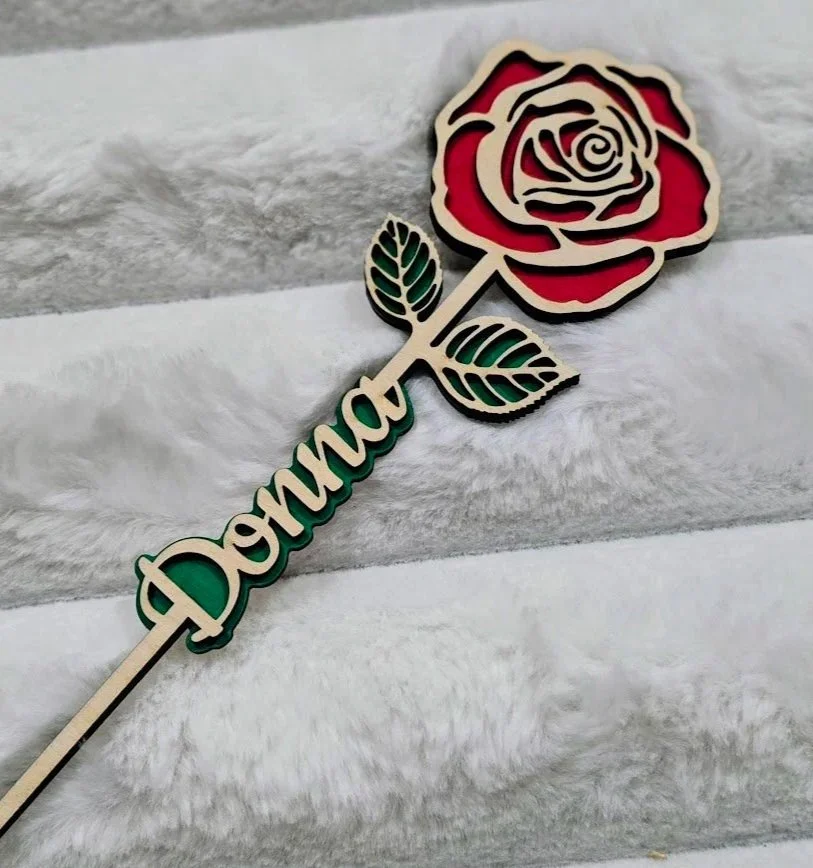 Personalized Name Wooden Flower