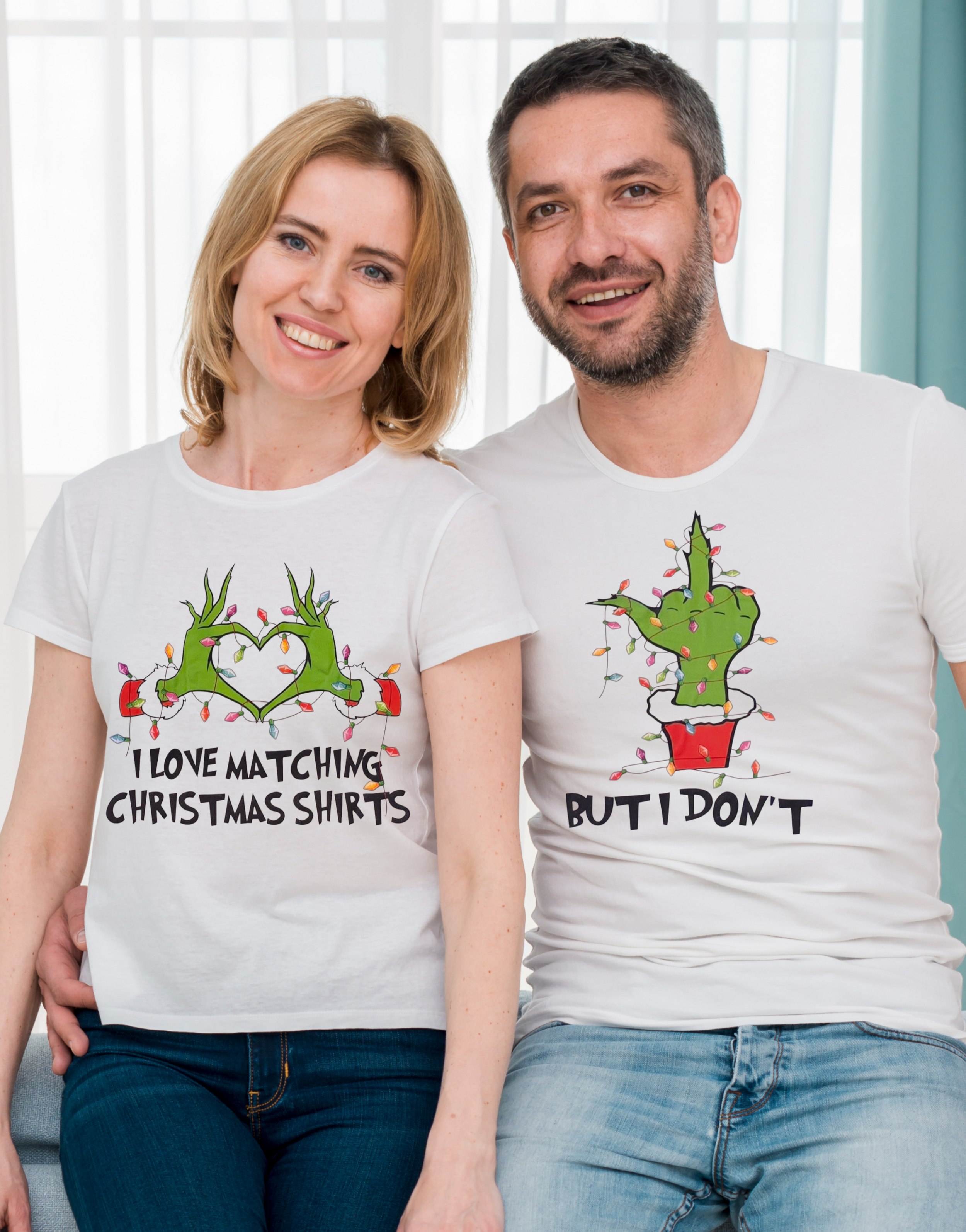 Couples Matching Grinch Christmas Shirts (Set)