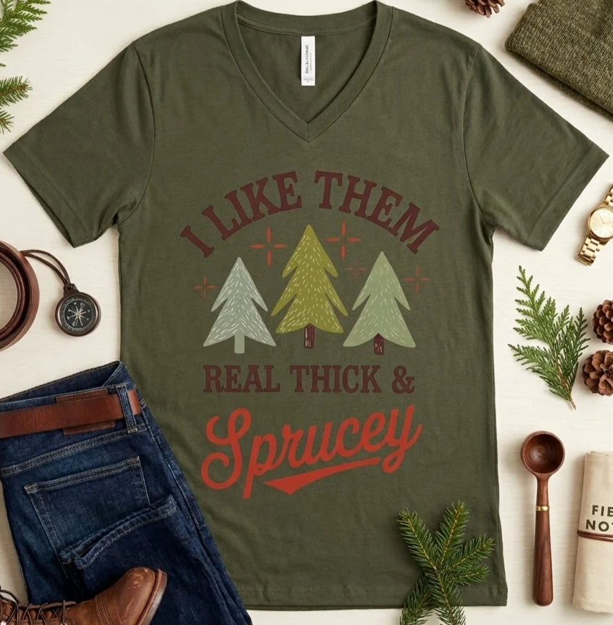 I Like Them Real Thick & Sprucey Holiday Tee