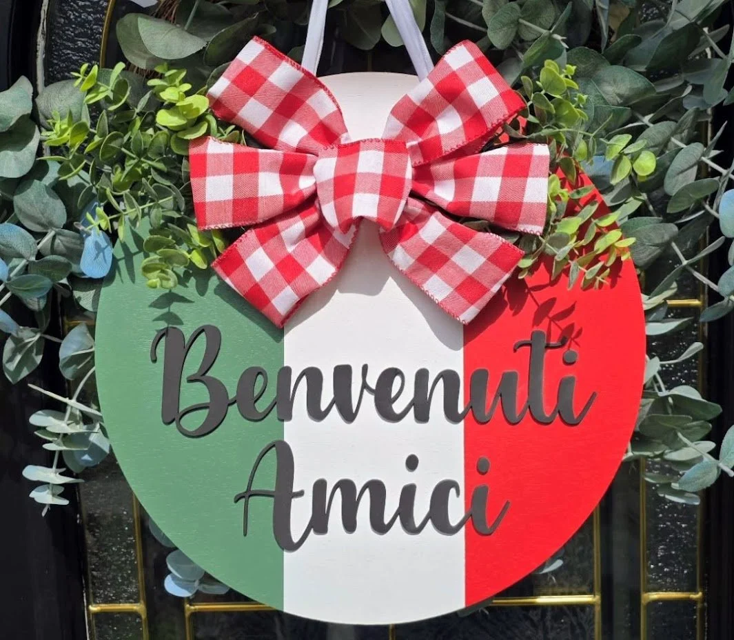 Italian Style Benvenuti Amici ("Welcome Friends") Door Hanger