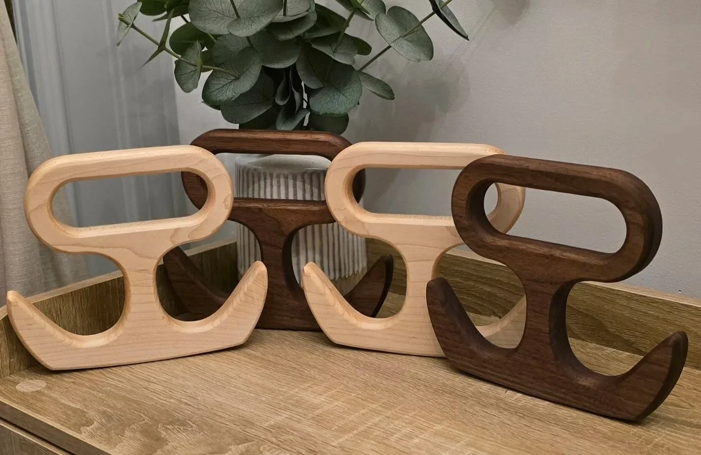 Handmade Wooden Shopping Bag Holder | Grocery Bag Carrier Grip