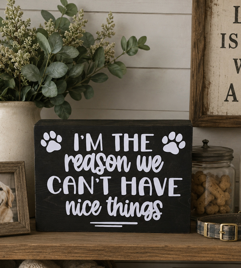 "I’m The Reason We Can’t Have Nice Things" | Funny Solid Wood Pet Decor