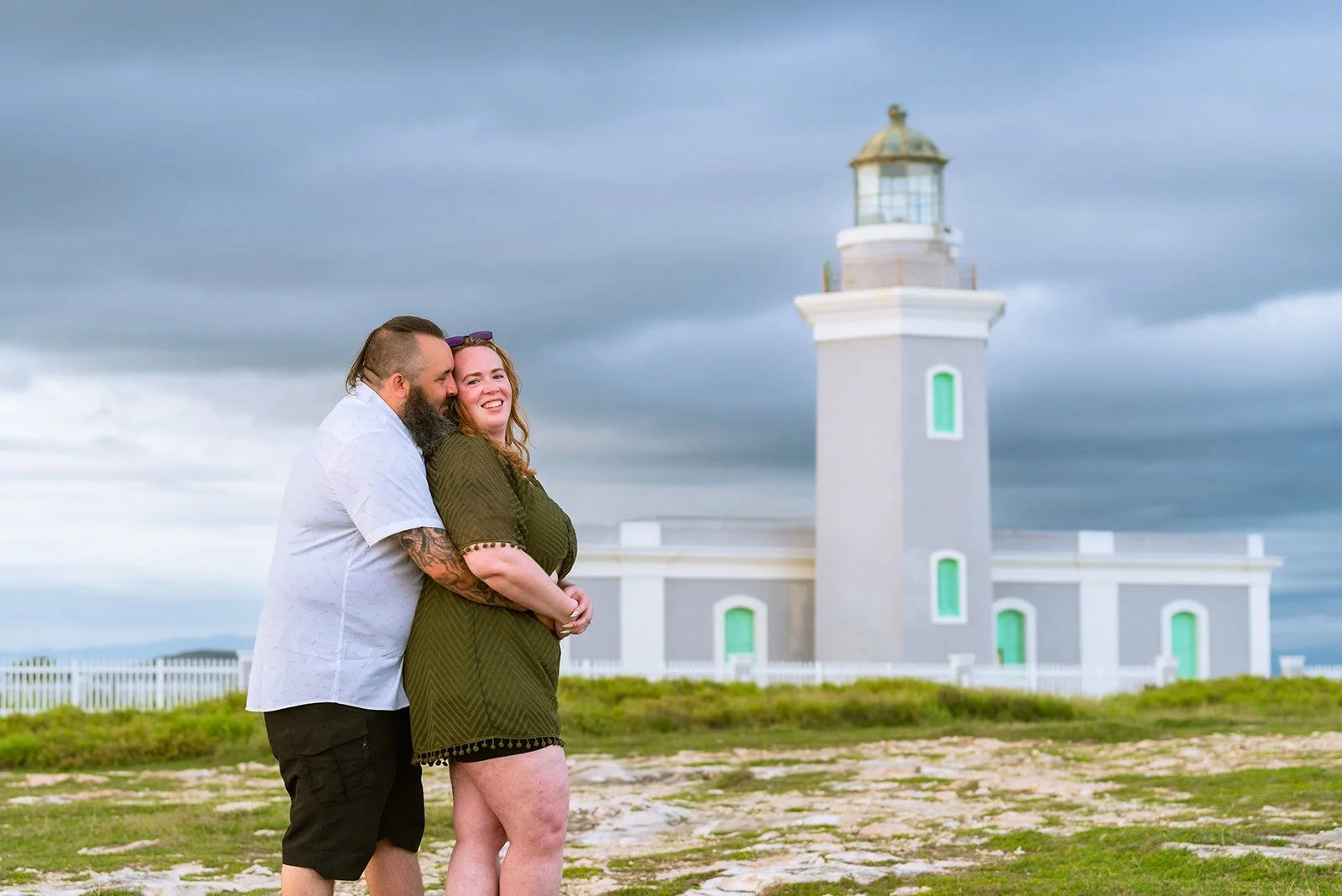 Newly engaged couple at Faro Los Morrillos in Cabo Rojo, Puerto Rico