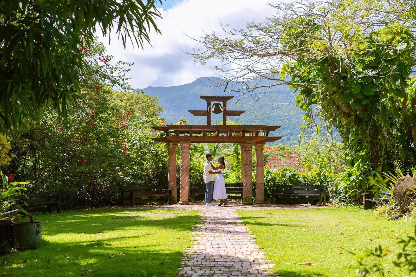 Matai and Toni-Ann at Hacienda Siesta Alegre after their surprise proposal in Puerto Rico.