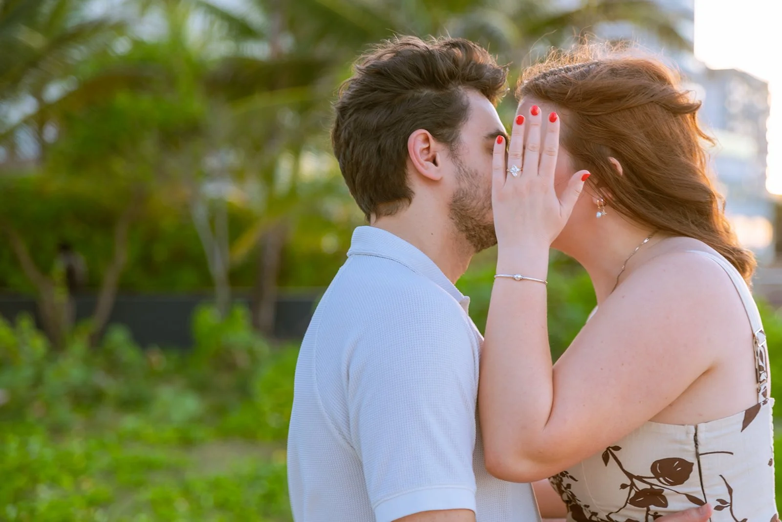 Couple celebrating after their surprise proposal in Puerto Rico