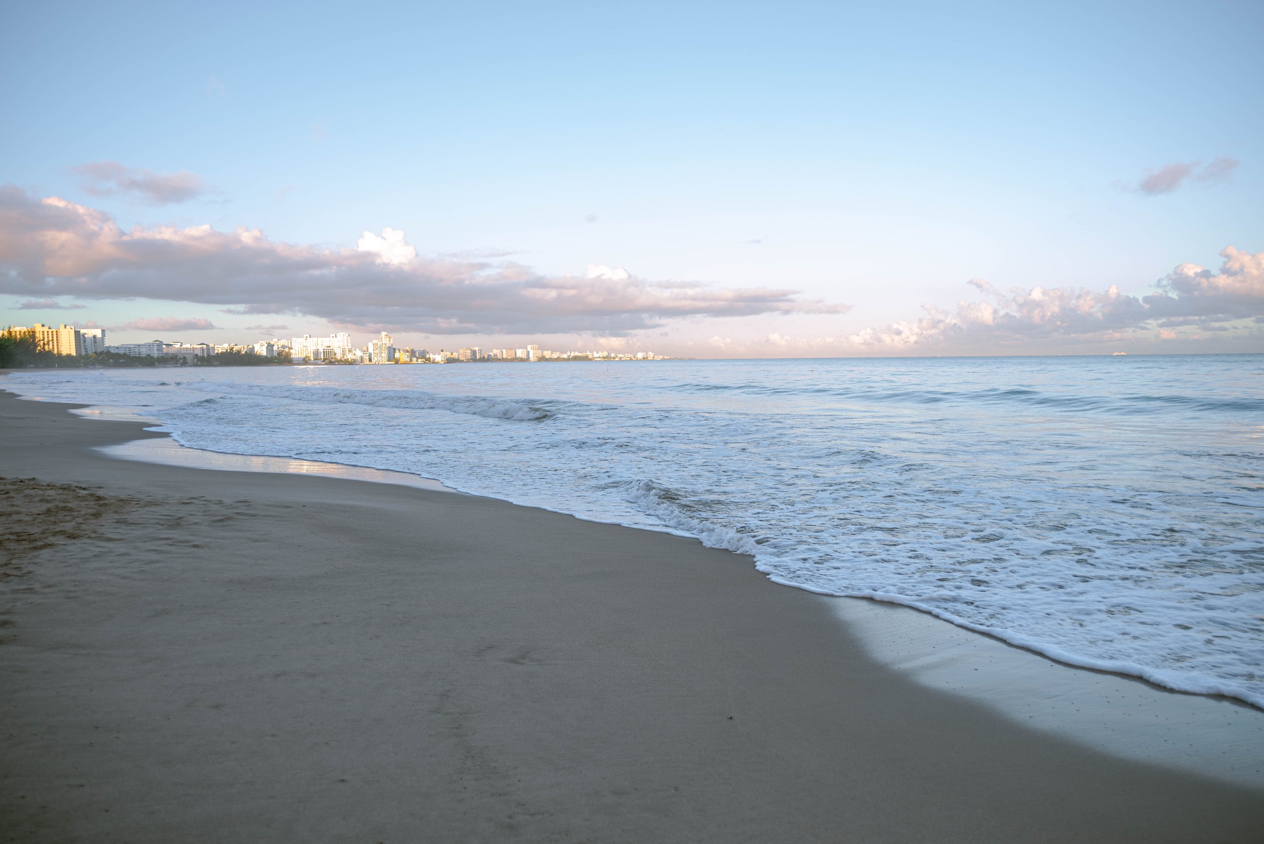 Quiet beach in Puerto Rico during golden hour