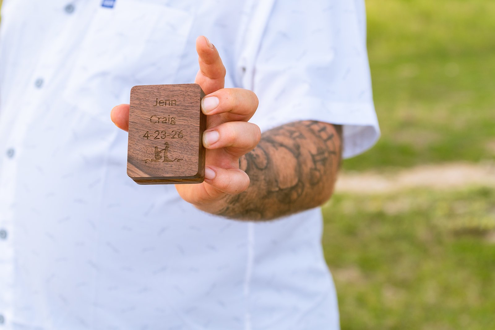 Personalized engagement ring box after a Puerto Rico proposal