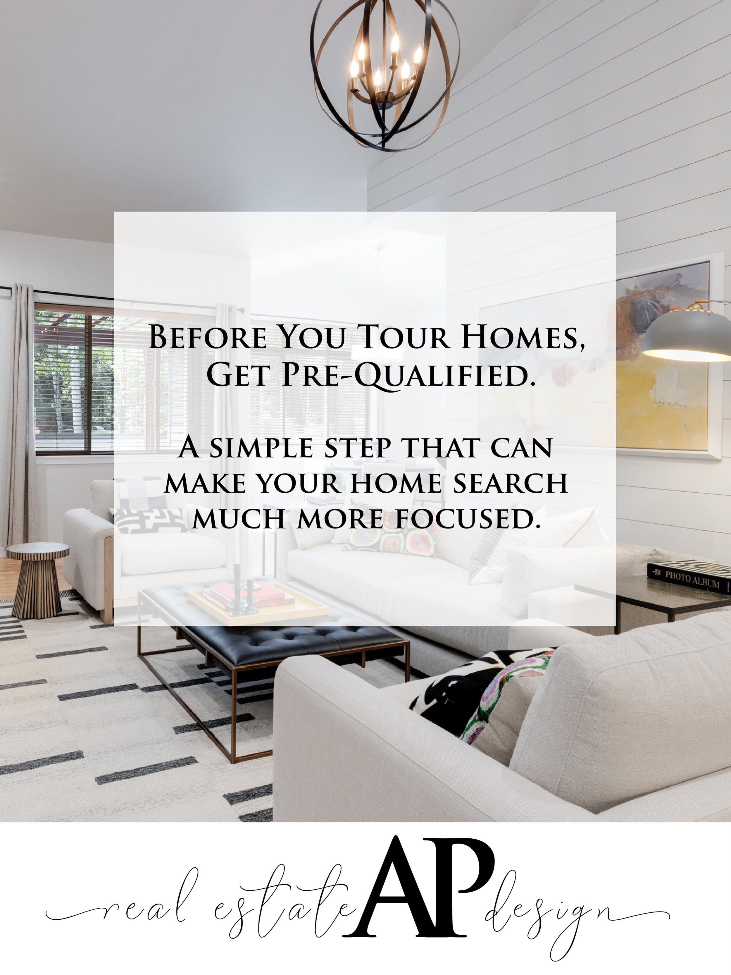 Before you start scheduling home tours, take the time to get pre-qualified. 🏡

It gives you a better understanding of what you may be able to afford and helps you focus your search on homes that fit your financial picture.

More importantly, it allo