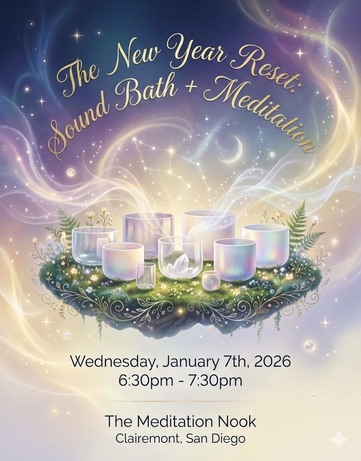 New year, clear mind, time to realign ✨

Join me for an intentional evening of sound, meditation, and reflection as we welcome 2026 with grounded energy and open hearts.

This space is for rest, release, and realignment.

🎟️ Link in bio