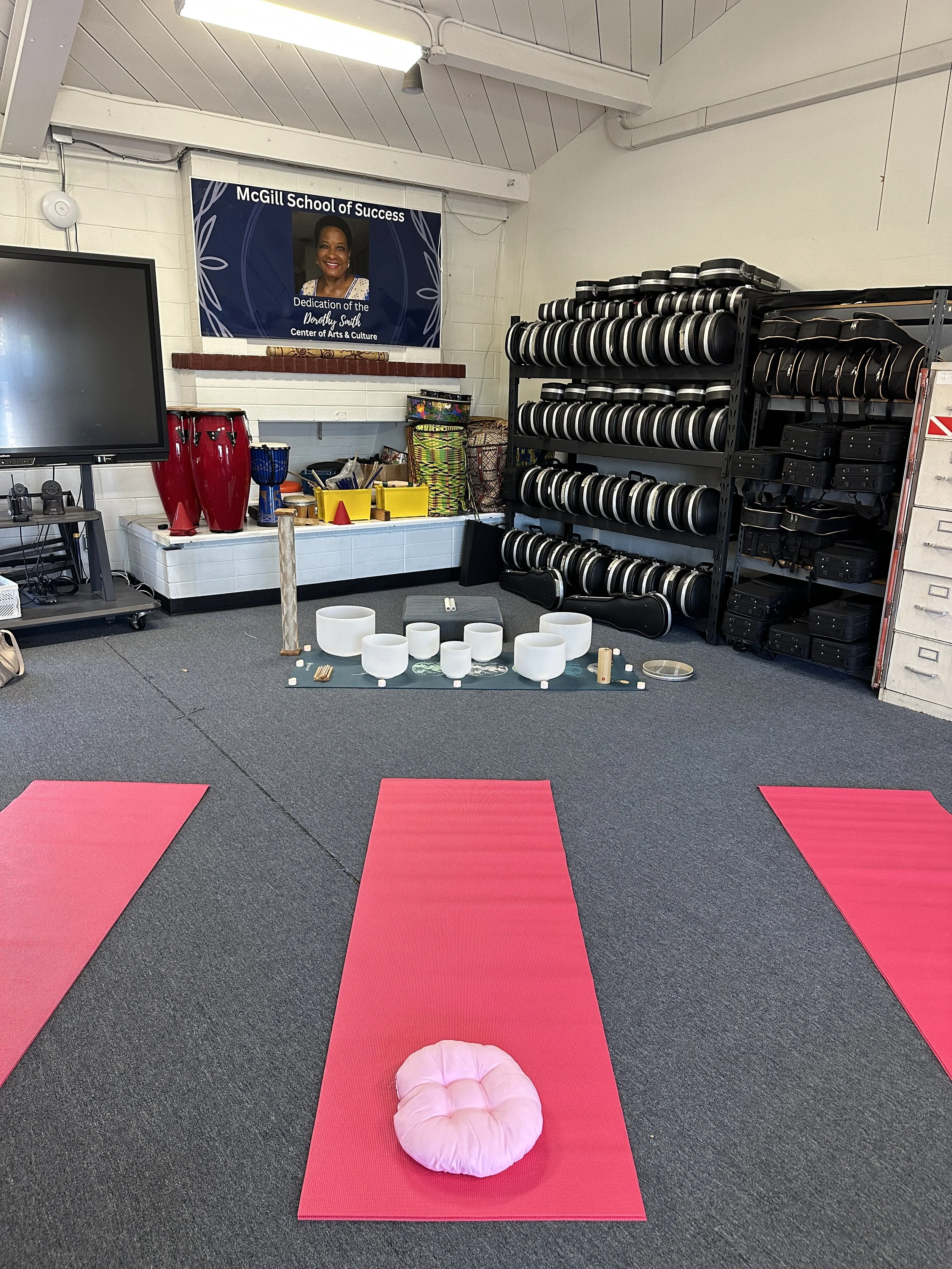 San Diego Group Sound Bath and Meditation Setup
