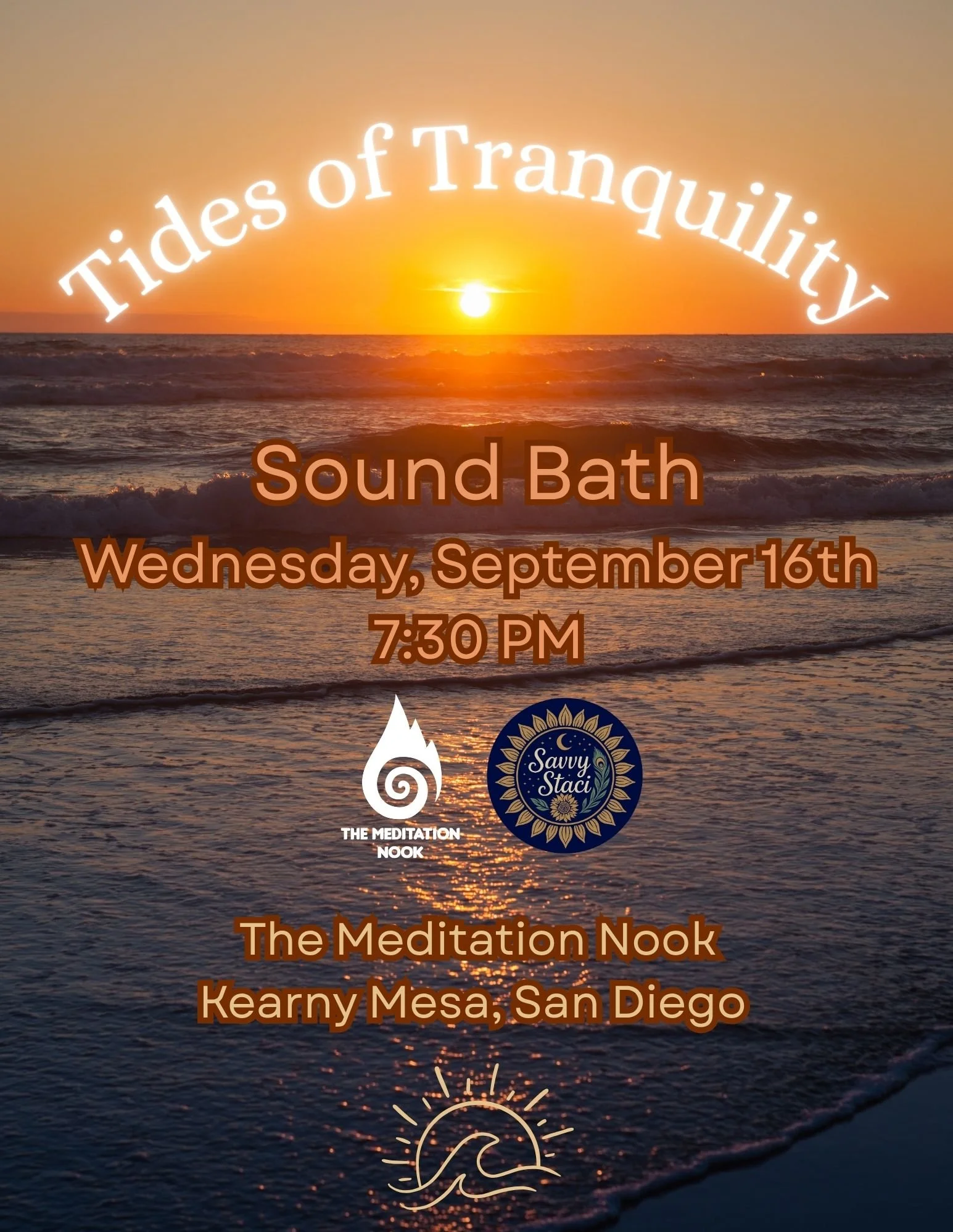 Ocean-Inspired San Diego Sound Bath

An immersive evening of deep rest, energetic healing, and nervous system renewal inspired by the calming rhythm of the ocean.

Tides of Tranquility is a restorative sound bath experience designed to help you slow 