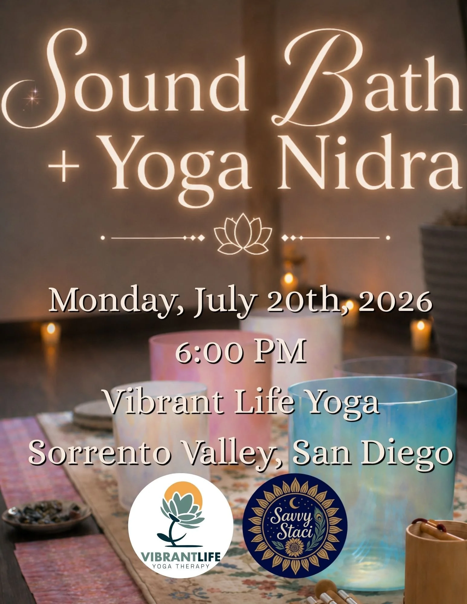 This immersive session blends the vibrations of crystal singing bowls with the guided meditation of Yoga Nidra.

Sound Bath + Yoga Nidra San Diego

Experience a deeply restorative Sound Bath + Yoga Nidra San Diego designed to help you unwind, reset y